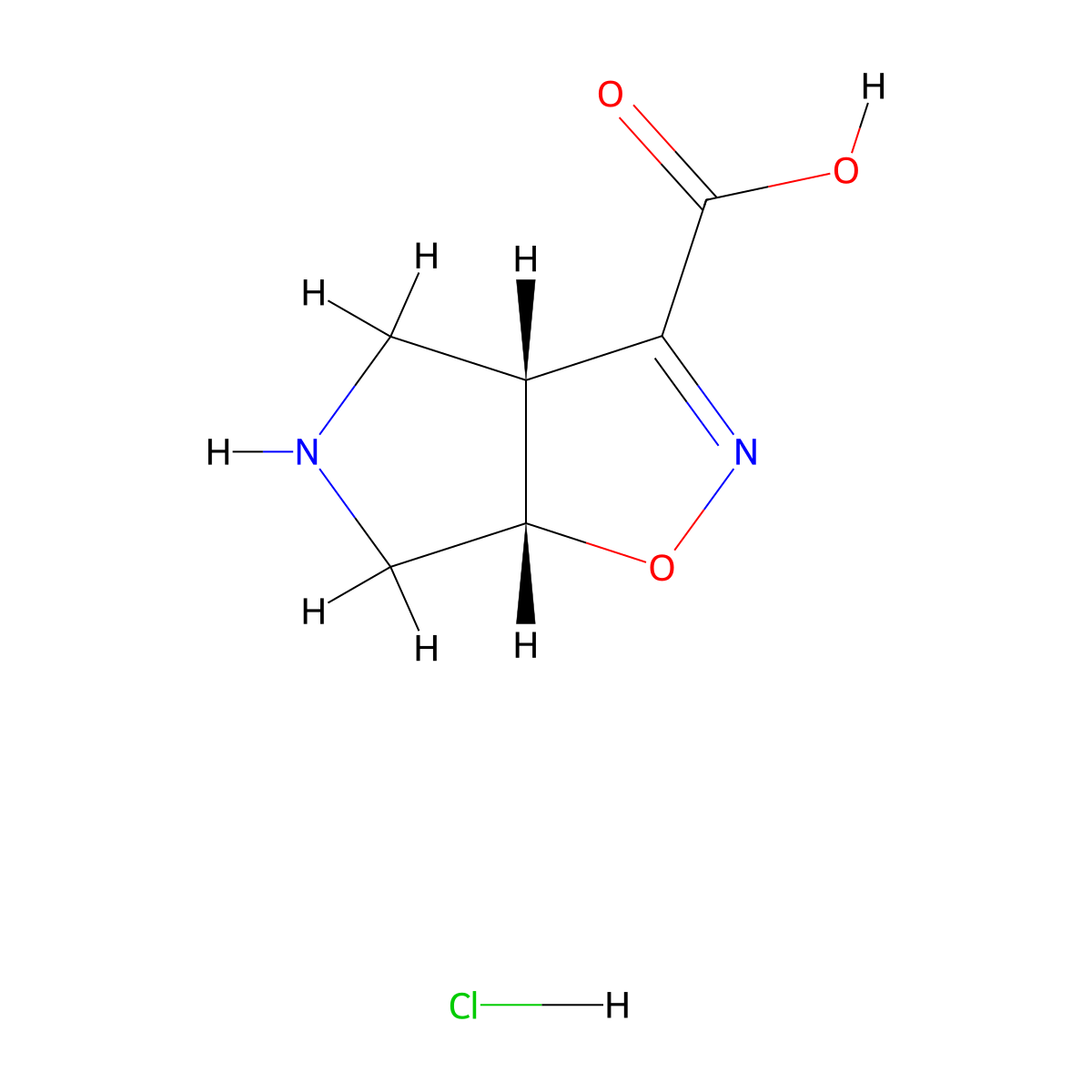 rac-(3aR,6aS)-3aH,4H,5H,6H,6aH-pyrrolo[3,4-d][1,2]oxazole-3-carboxylicacidhydrochloride molecular structure, CAS 2648862-50-2