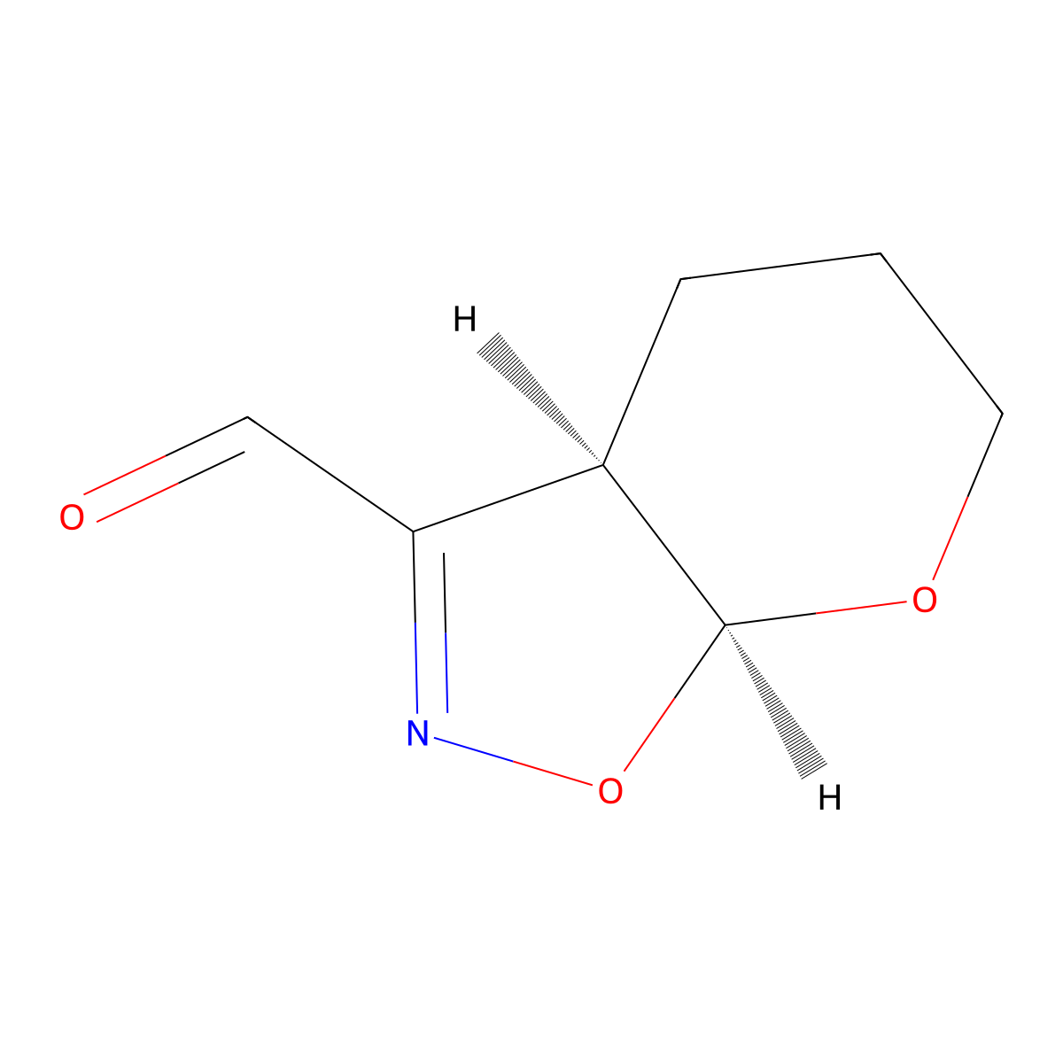 rac-(3aR,7aS)-3aH,4H,5H,6H,7aH-pyrano[3,2-d][1,2]oxazole-3-carbaldehyde,cis molecular structure, CAS 2648862-57-9