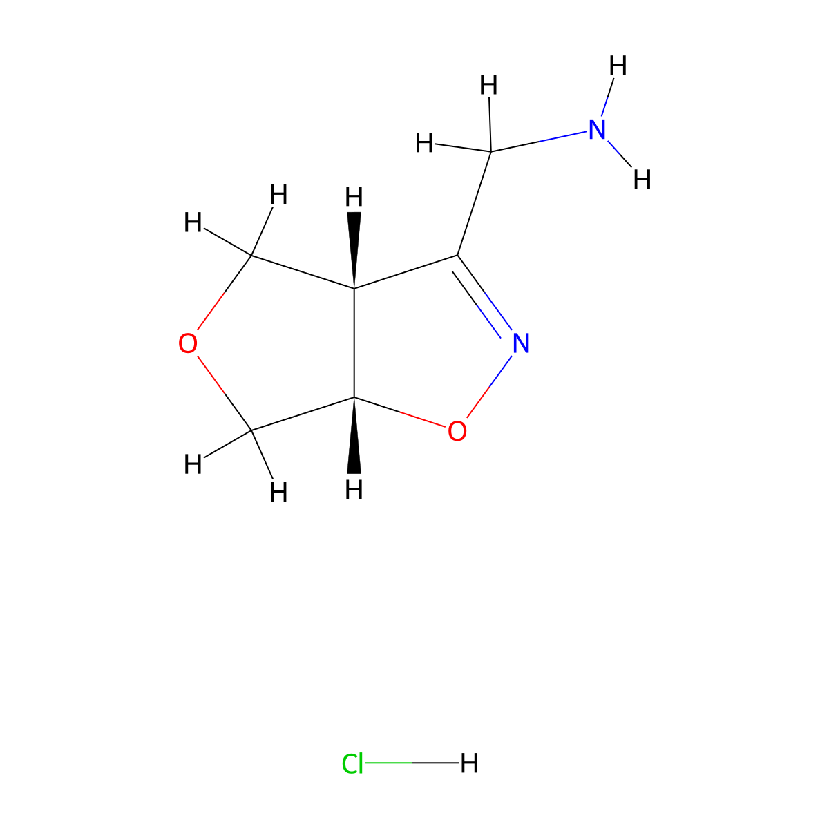 rac-((3aR,6aR)-3aH,4H,6H,6aH-furo(3,4-d)(1,2)oxazol-3-yl)methanamine hydrochloride molecular structure, CAS 2648862-78-4