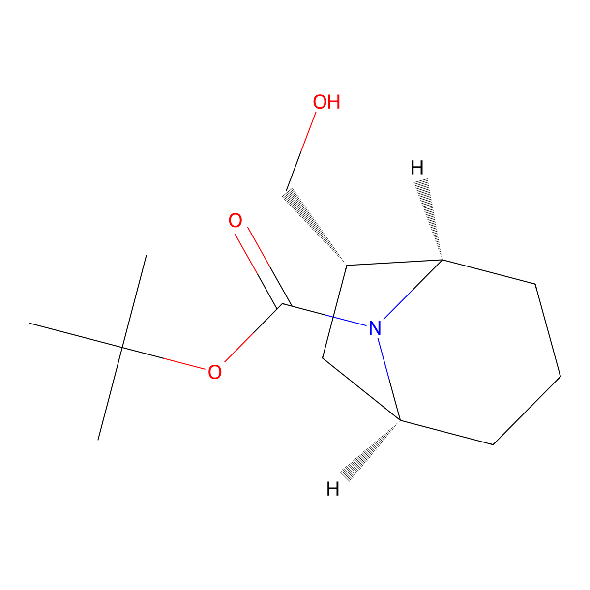 rac-tert-butyl (1R,5S,6R)-6-(hydroxymethyl)-8-azabicyclo[3.2.1]octane-8-carboxylate molecular structure, CAS 2648865-55-6