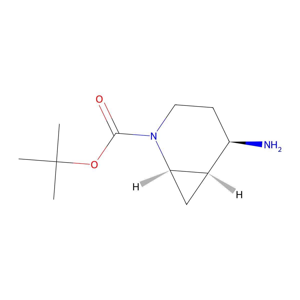 rac-tert-butyl (1R,5R,6R)-5-amino-2-azabicyclo(4.1.0)heptane-2-carboxylate molecular structure, CAS 2648865-60-3
