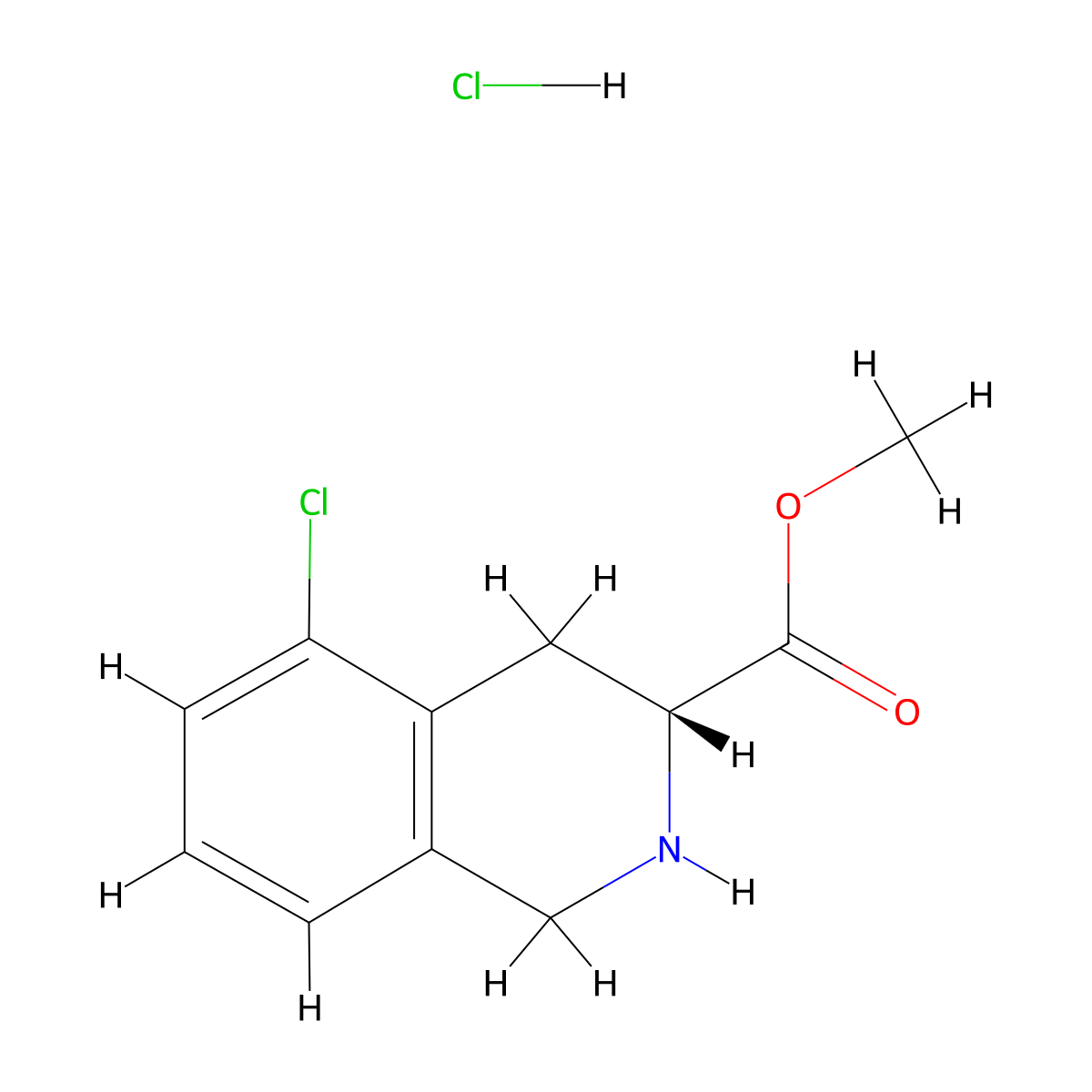 methyl(3R)-5-chloro-1,2,3,4-tetrahydroisoquinoline-3-carboxylatehydrochloride molecular structure, CAS 2648865-88-5