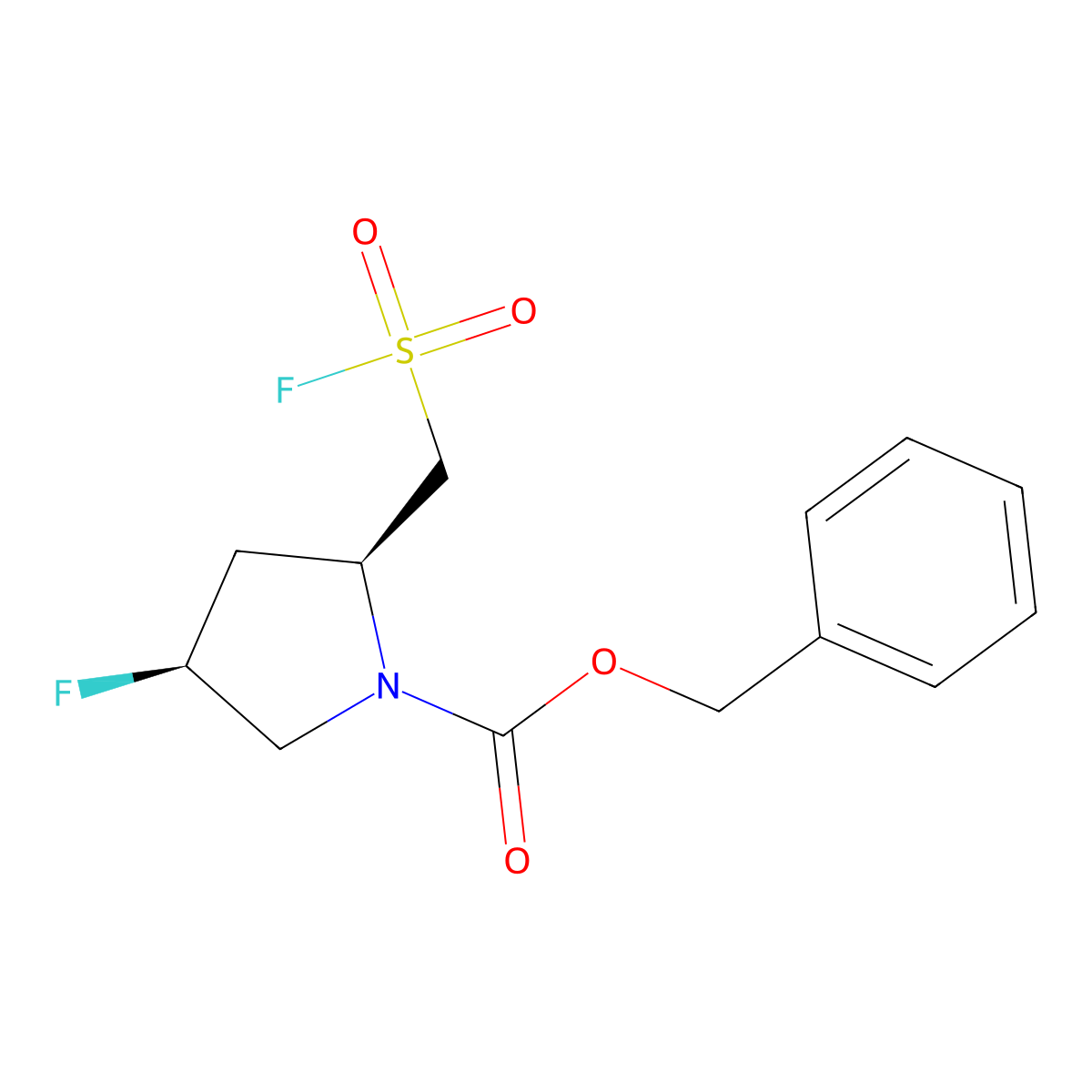 benzyl (2S,4S)-4-fluoro-2-[(fluorosulfonyl)methyl]pyrrolidine-1-carboxylate molecular structure, CAS 2648868-21-5