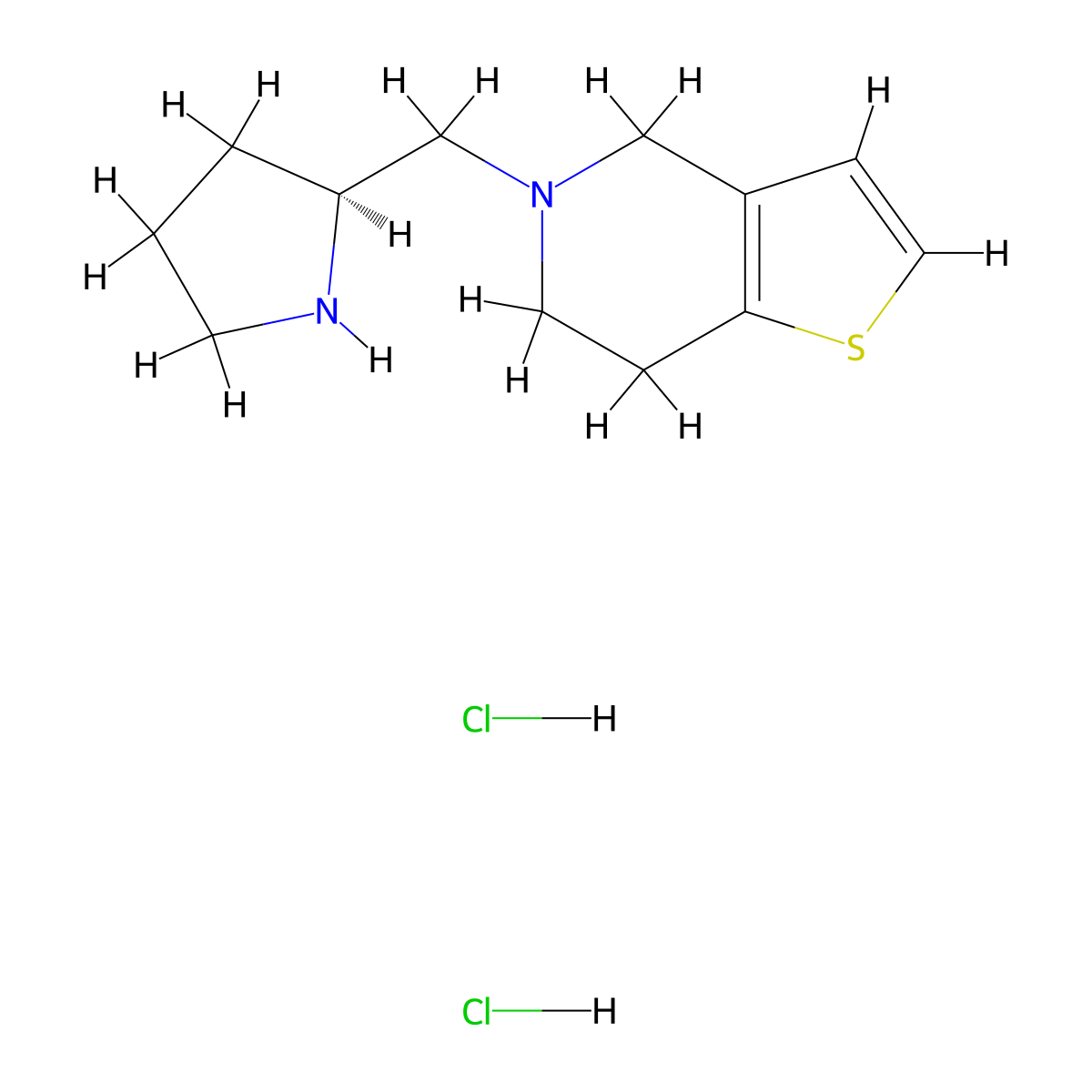 (2S)-2-({4H,5H,6H,7H-thieno[3,2-c]pyridin-5-yl}methyl)pyrrolidinedihydrochloride molecular structure, CAS 2648868-35-1