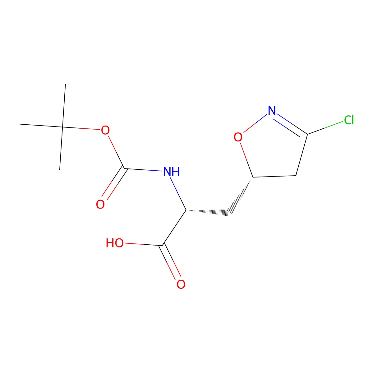 (2R)-2-{[(tert-butoxy)carbonyl]amino}-3-[(5S)-3-chloro-4,5-dihydro-1,2-oxazol-5-yl]propanoic acid molecular structure, CAS 2648868-44-2