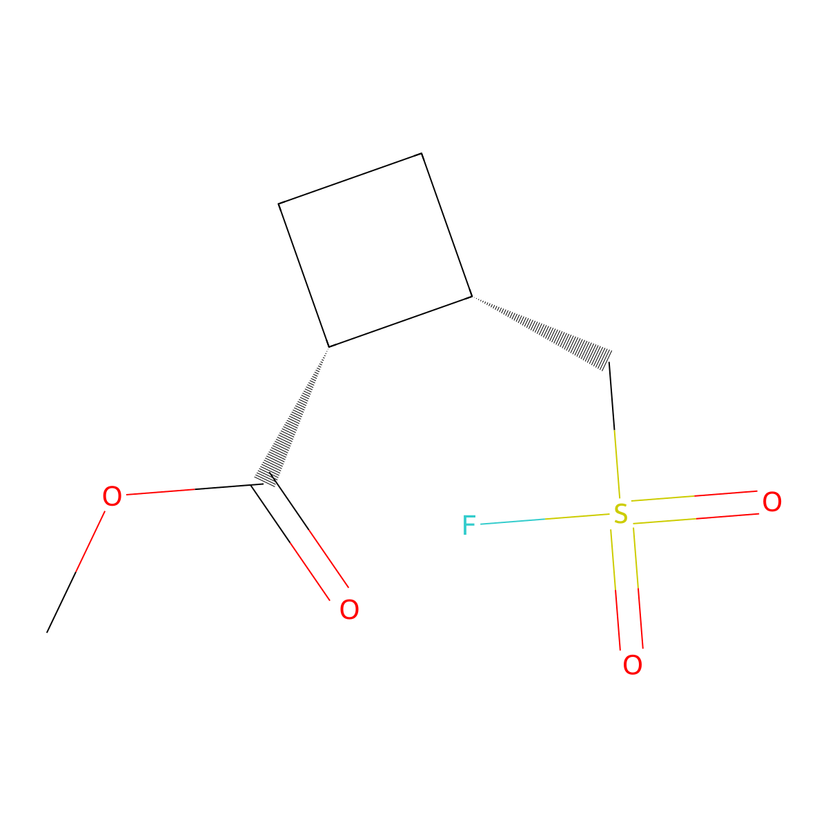 rac-methyl (1R,2S)-2-[(fluorosulfonyl)methyl]cyclobutane-1-carboxylate molecular structure, CAS 2648868-48-6