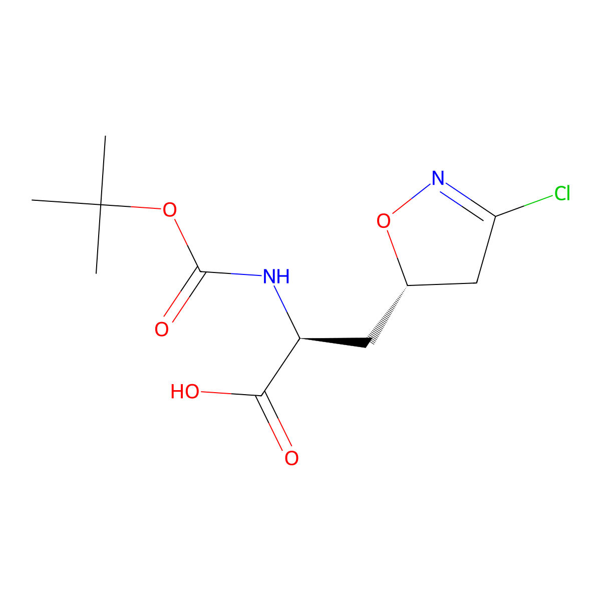 (2S)-2-{[(tert-butoxy)carbonyl]amino}-3-[(5S)-3-chloro-4,5-dihydro-1,2-oxazol-5-yl]propanoic acid molecular structure, CAS 2648868-78-2