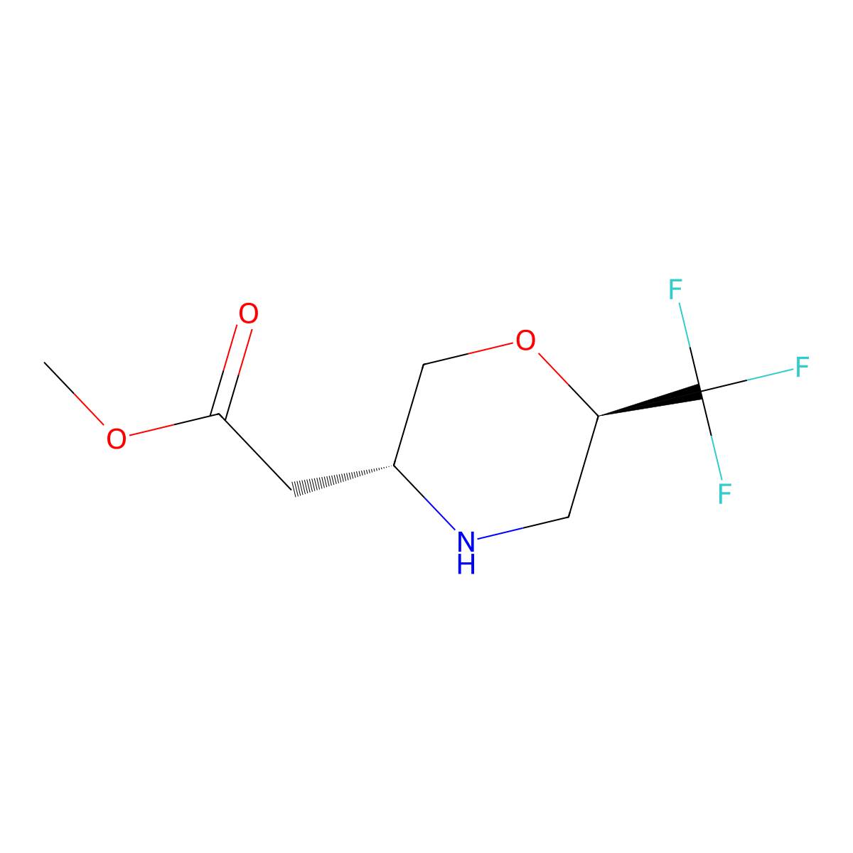 rac-methyl 2-[(3R,6R)-6-(trifluoromethyl)morpholin-3-yl]acetate molecular structure, CAS 2648868-85-1