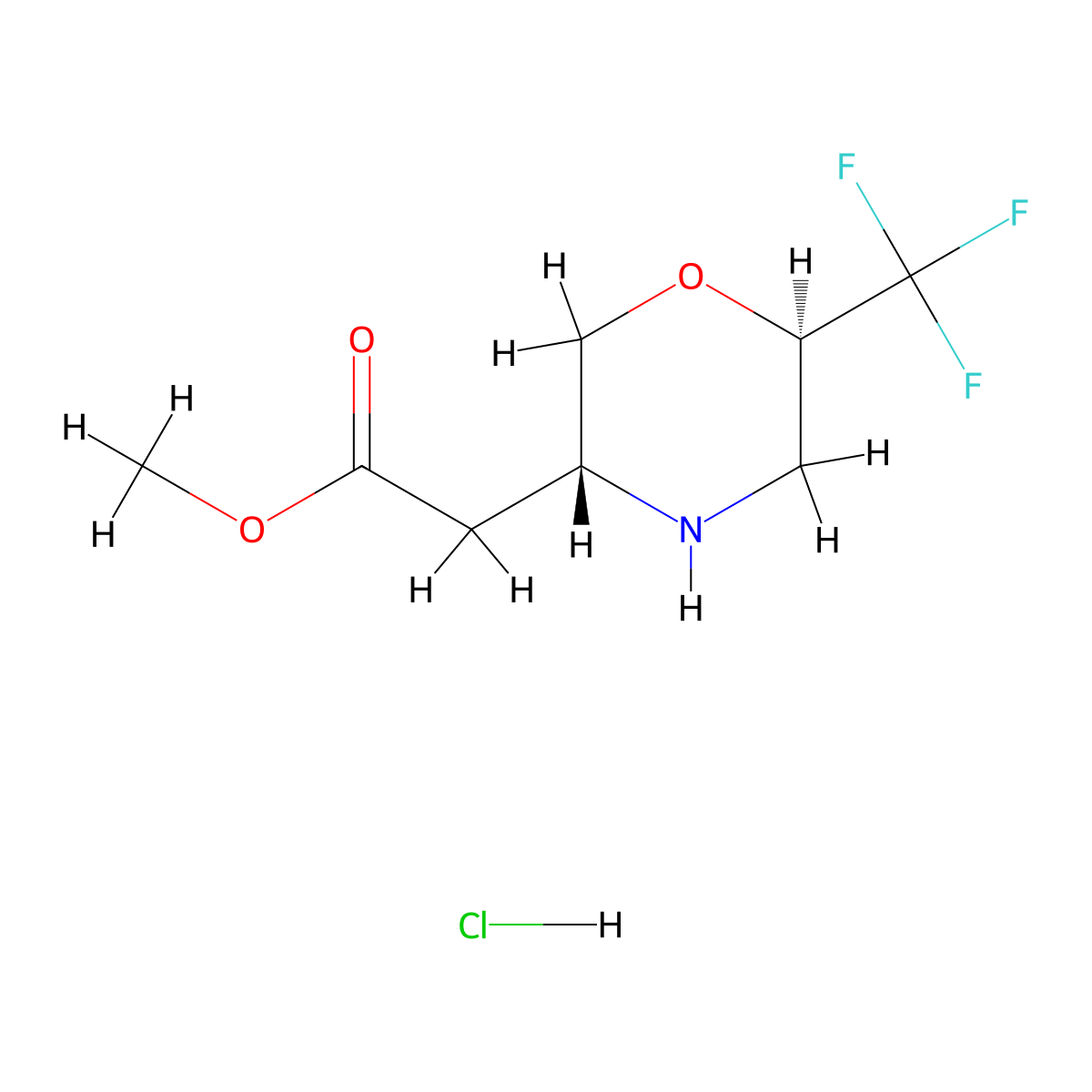 rac-methyl2-[(3R,6R)-6-(trifluoromethyl)morpholin-3-yl]acetatehydrochloride molecular structure, CAS 2648869-69-4