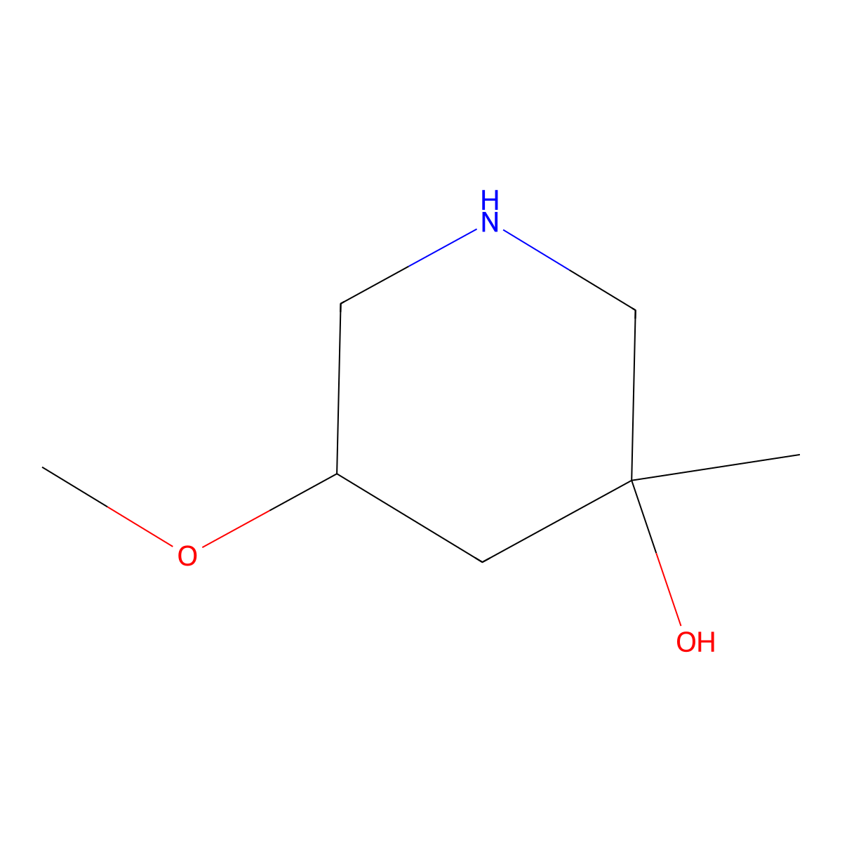 (3S,5R)-5-methoxy-3-methylpiperidin-3-ol molecular structure, CAS 2648870-16-8