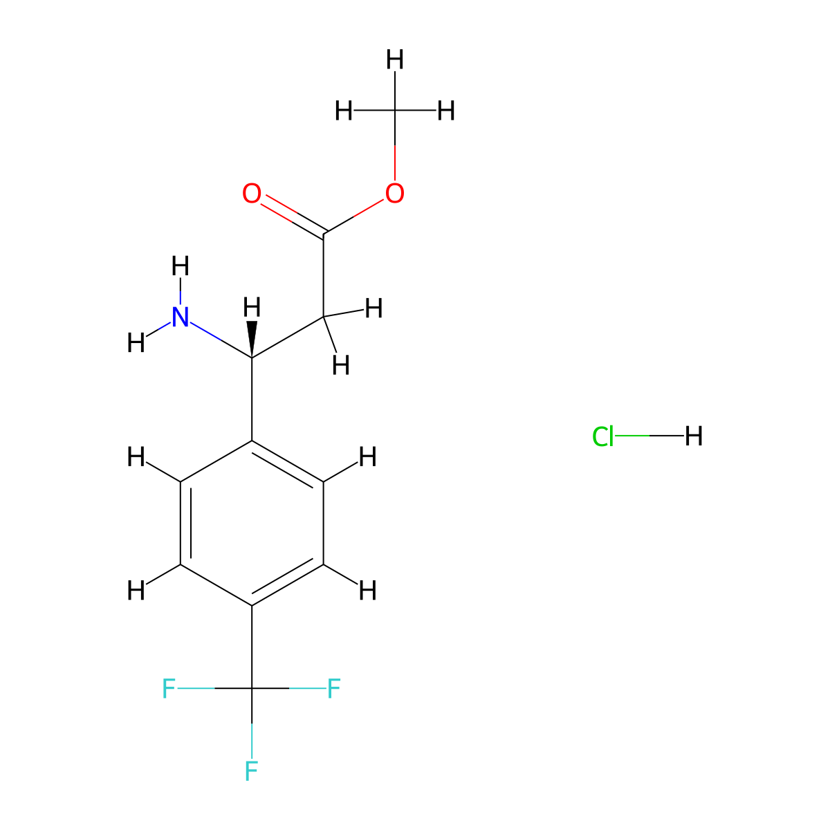 methyl (3R)-3-amino-3-[4-(trifluoromethyl)phenyl]propanoate hydrochloride molecular structure, CAS 2648870-29-3