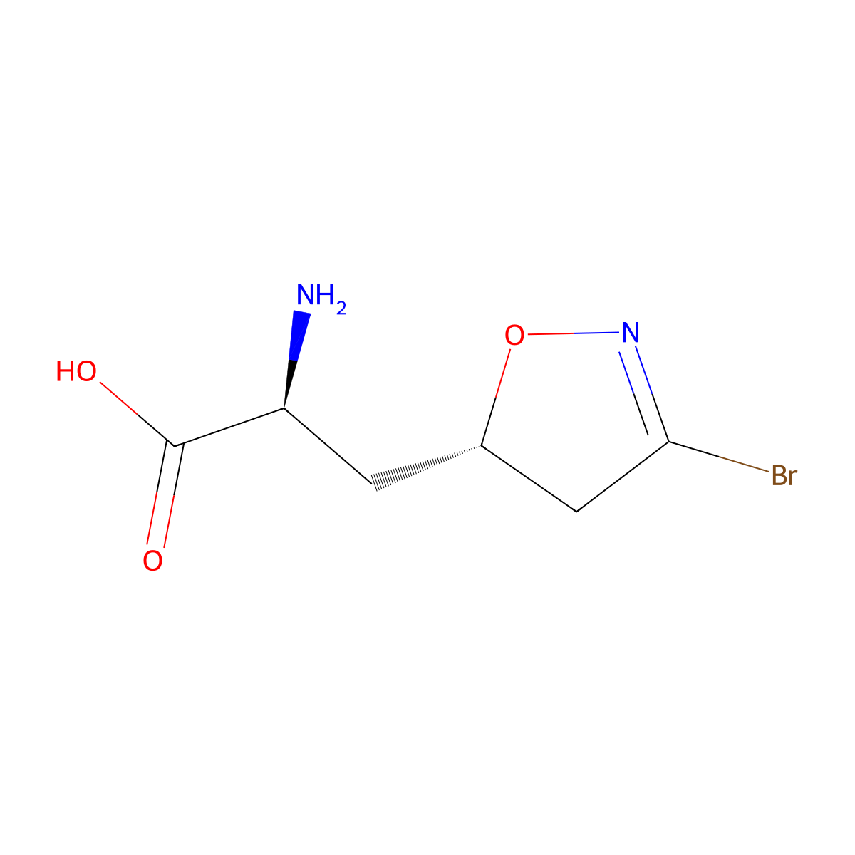 (2S)-2-amino-3-[(5S)-3-bromo-4,5-dihydro-1,2-oxazol-5-yl]propanoic acid molecular structure, CAS 2648895-32-1