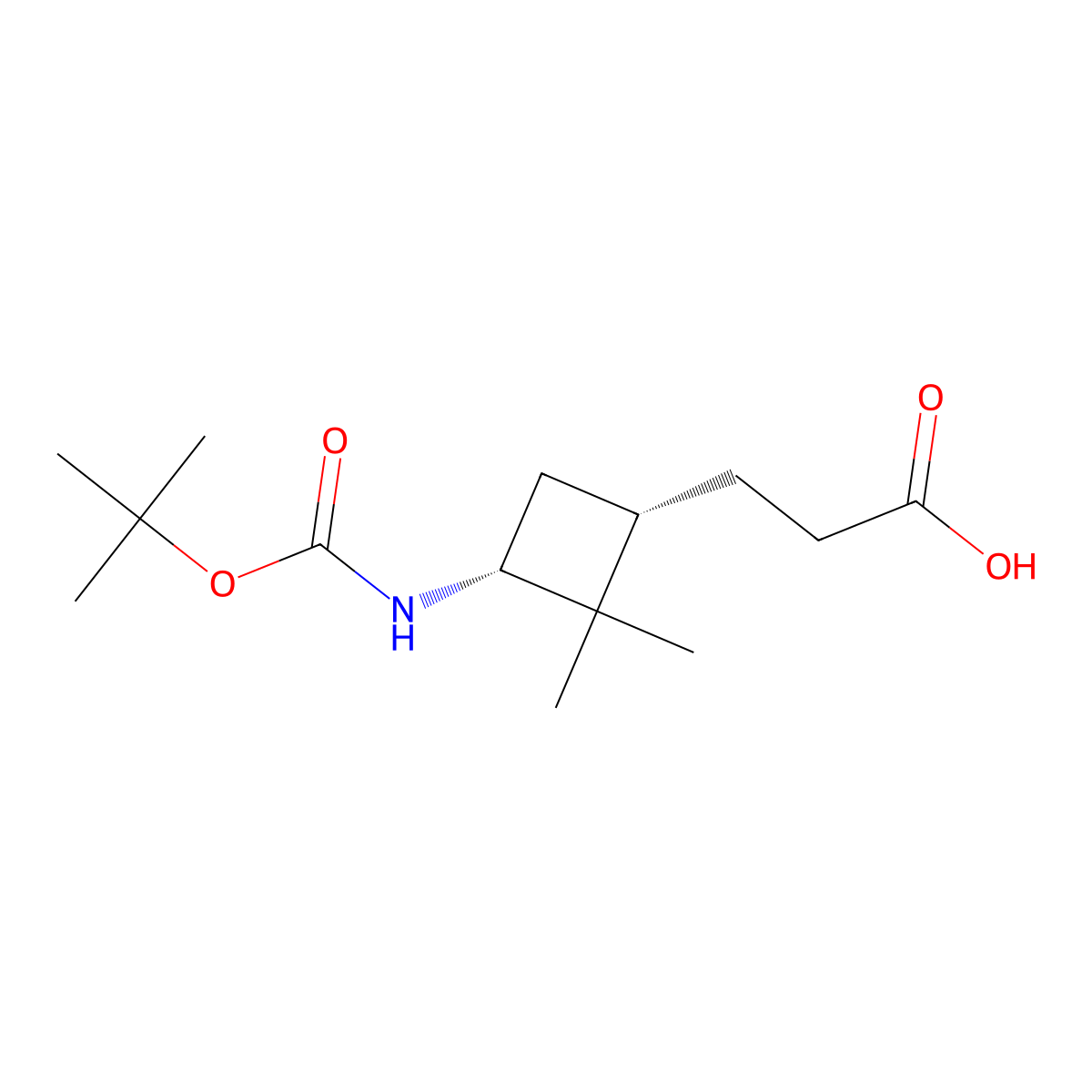 3-[(1S,3R)-3-{[(tert-butoxy)carbonyl]amino}-2,2-dimethylcyclobutyl]propanoic acid molecular structure, CAS 2648895-45-6