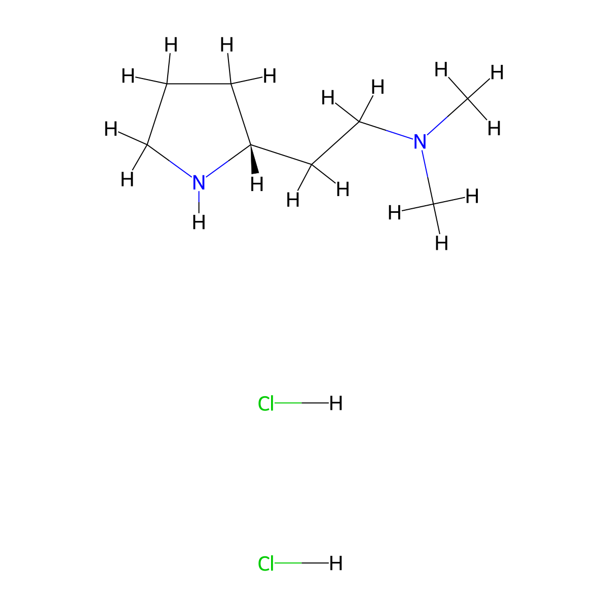 dimethyl({2-[(2R)-pyrrolidin-2-yl]ethyl})amine dihydrochloride molecular structure, CAS 2648895-46-7