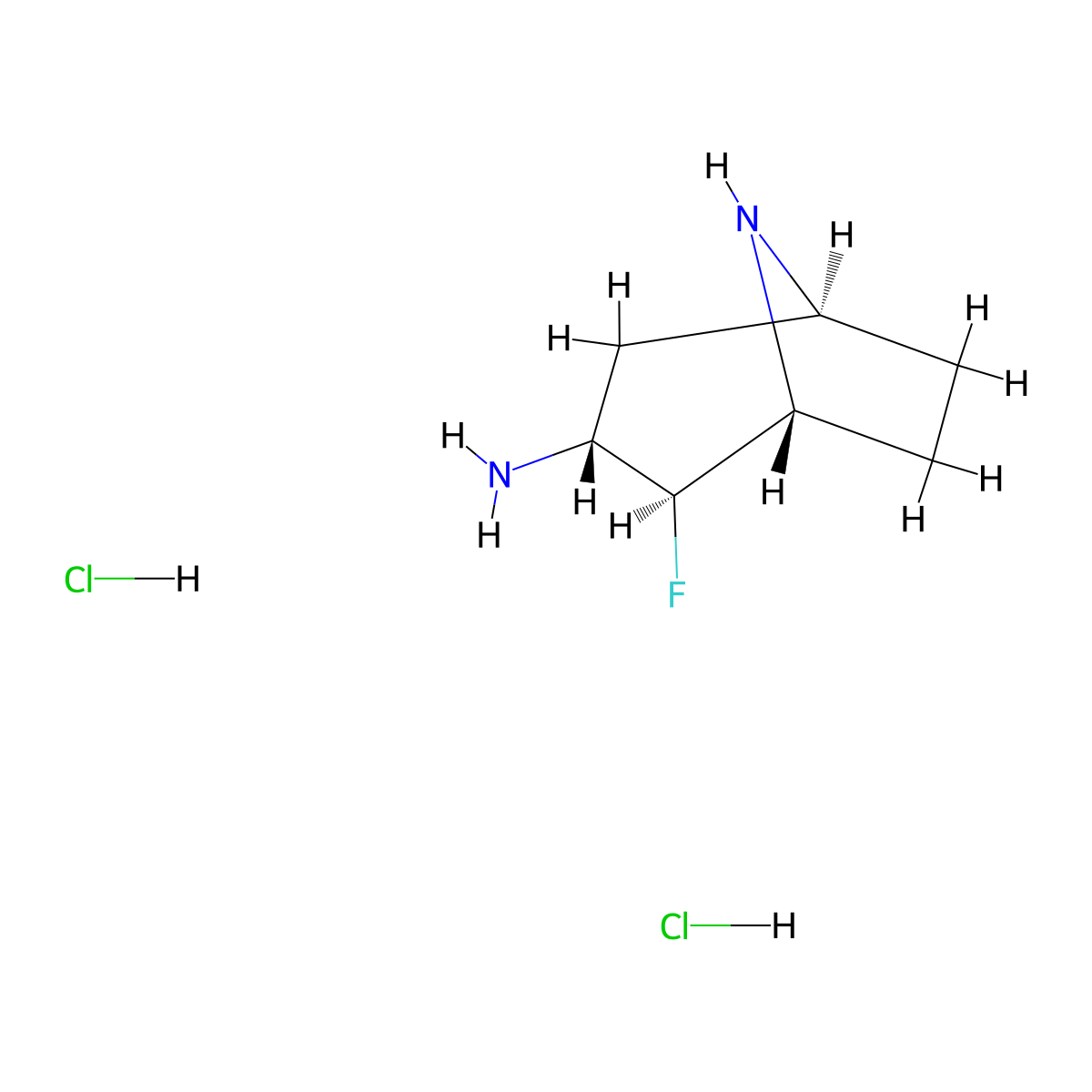 rac-(1R,2S,3R,5S)-2-fluoro-8-azabicyclo[3.2.1]octan-3-amine dihydrochloride molecular structure, CAS 2648895-58-1