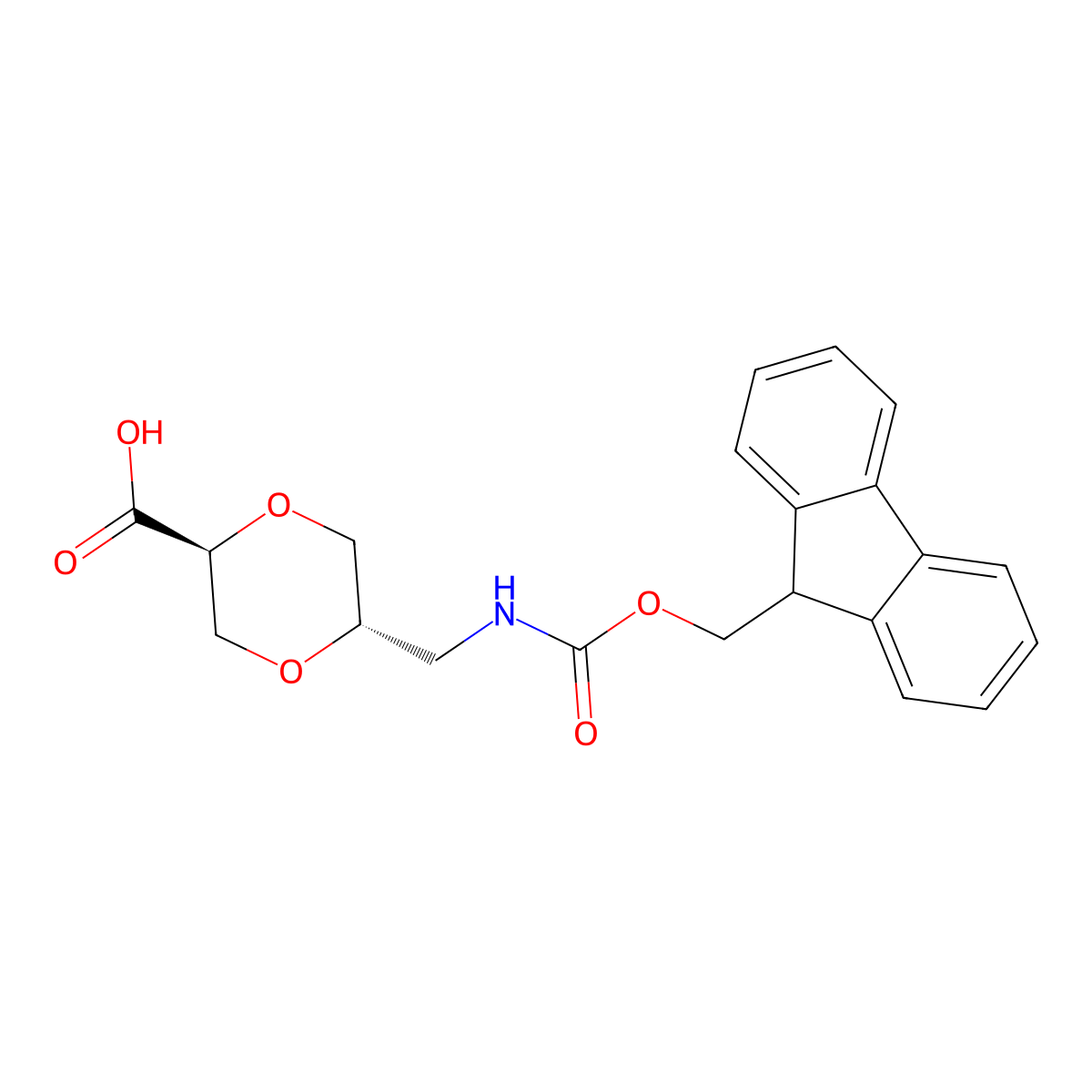 rac-(2R,5R)-5-[({[(9H-fluoren-9-yl)methoxy]carbonyl}amino)methyl]-1,4-dioxane-2-carboxylic acid molecular structure, CAS 2648895-65-0
