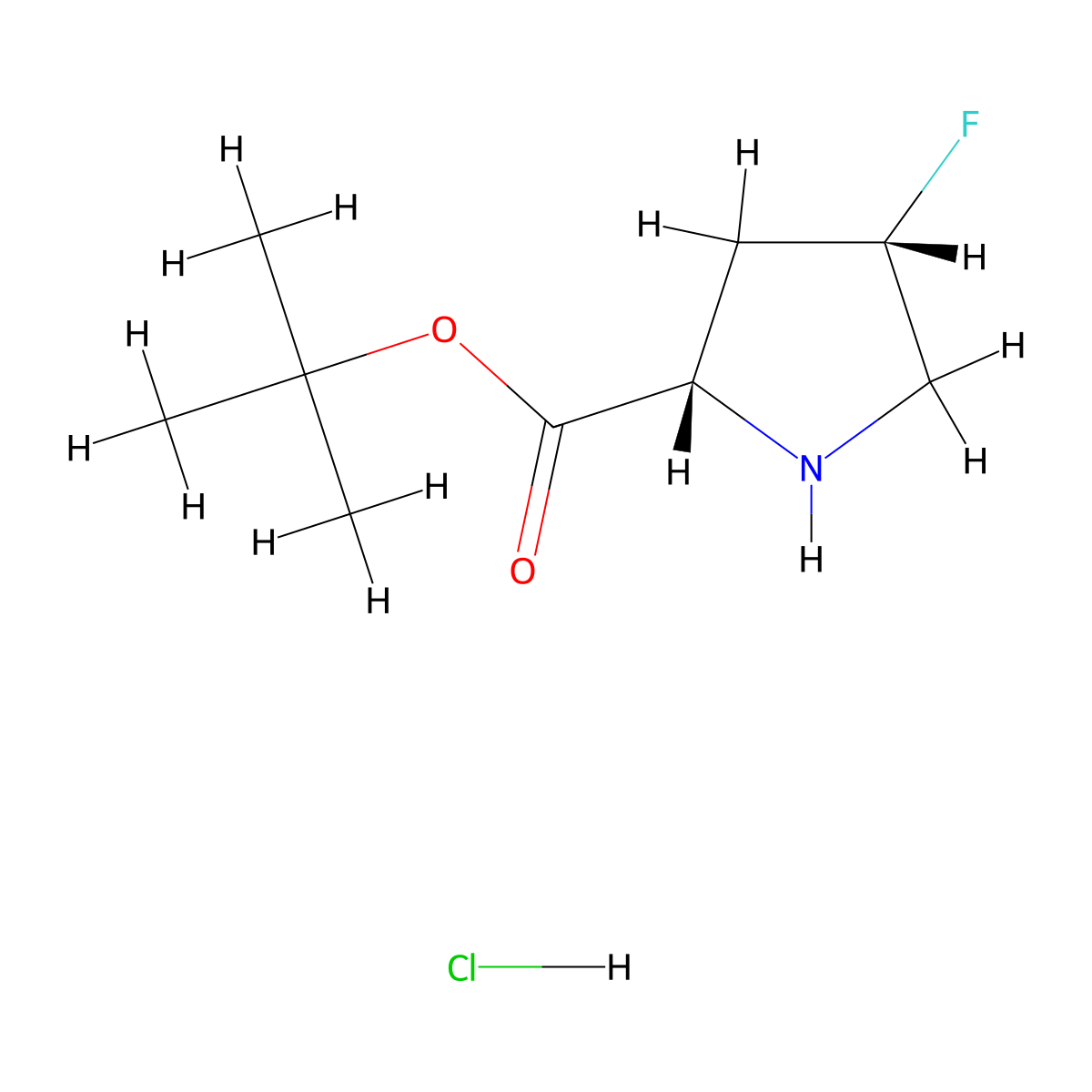 tert-butyl (2S,4S)-4-fluoropyrrolidine-2-carboxylate hydrochloride molecular structure, CAS 2648895-75-2