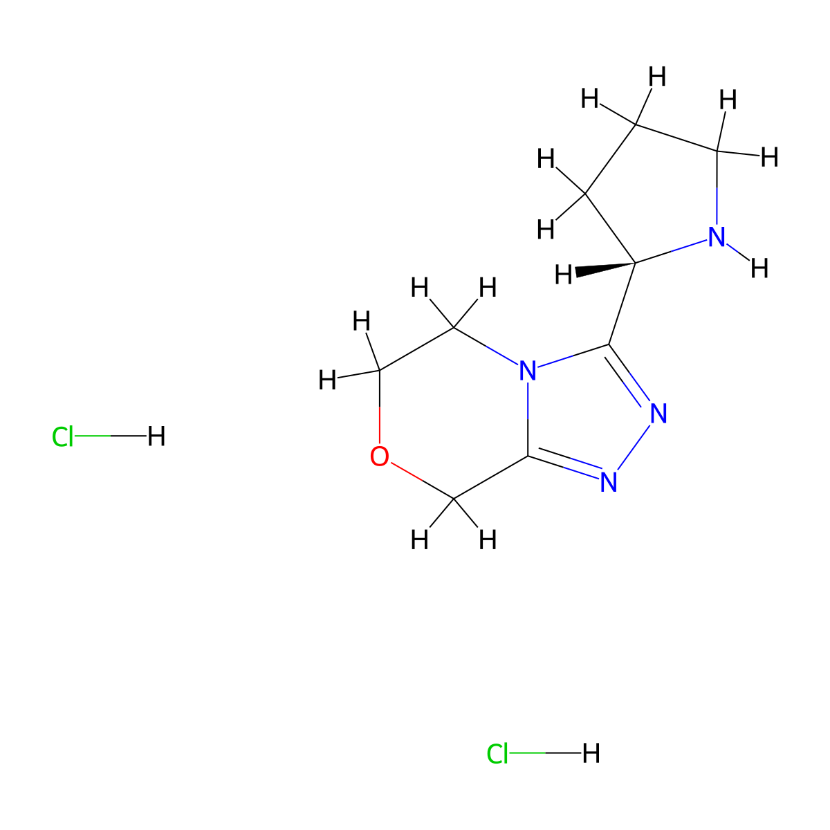 (2S)-2-{5H,6H,8H-[1,2,4]triazolo[3,4-c][1,4]oxazin-3-yl}pyrrolidine dihydrochloride molecular structure, CAS 2648895-82-1