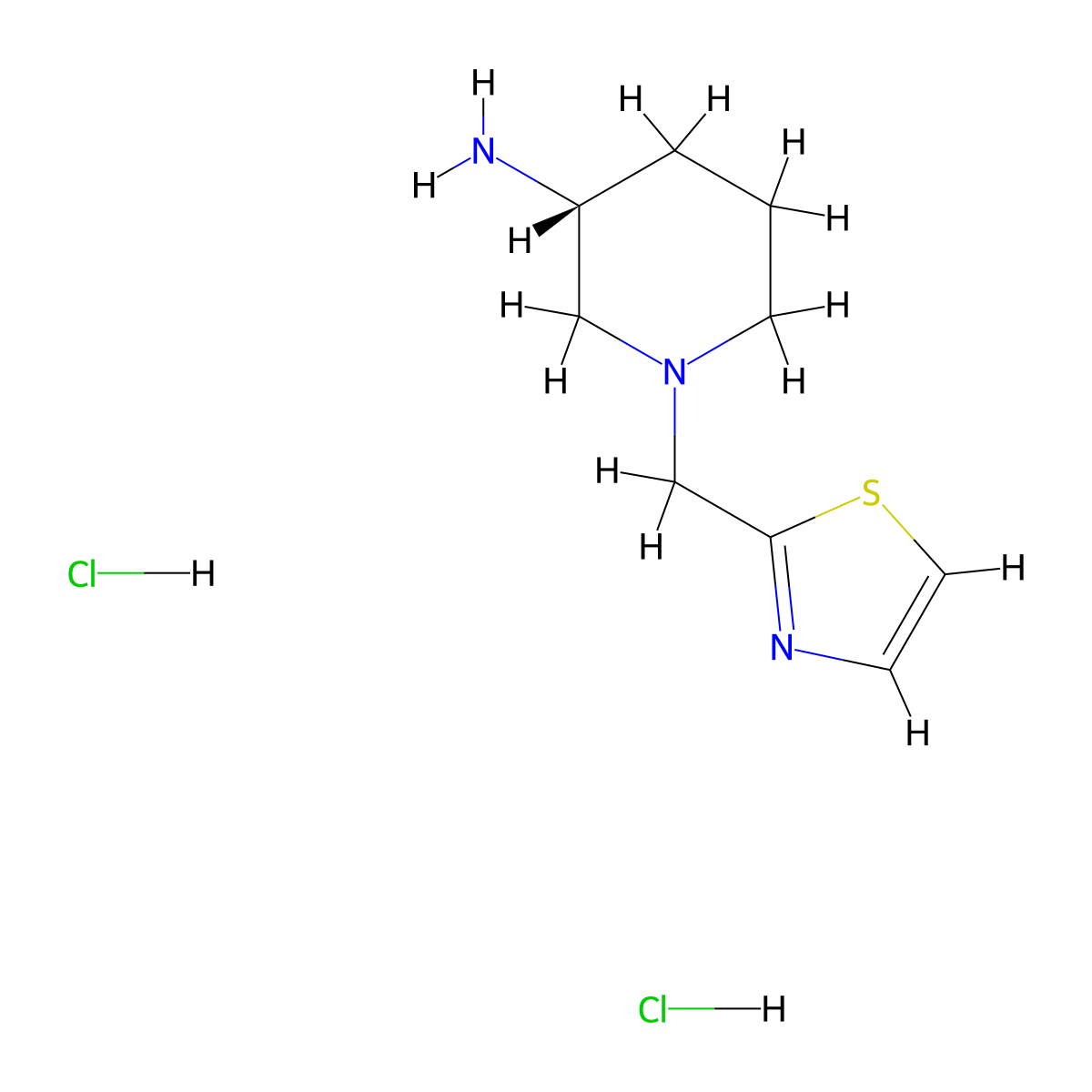 (3R)-1-[(1,3-thiazol-2-yl)methyl]piperidin-3-aminedihydrochloride molecular structure, CAS 2648895-86-5