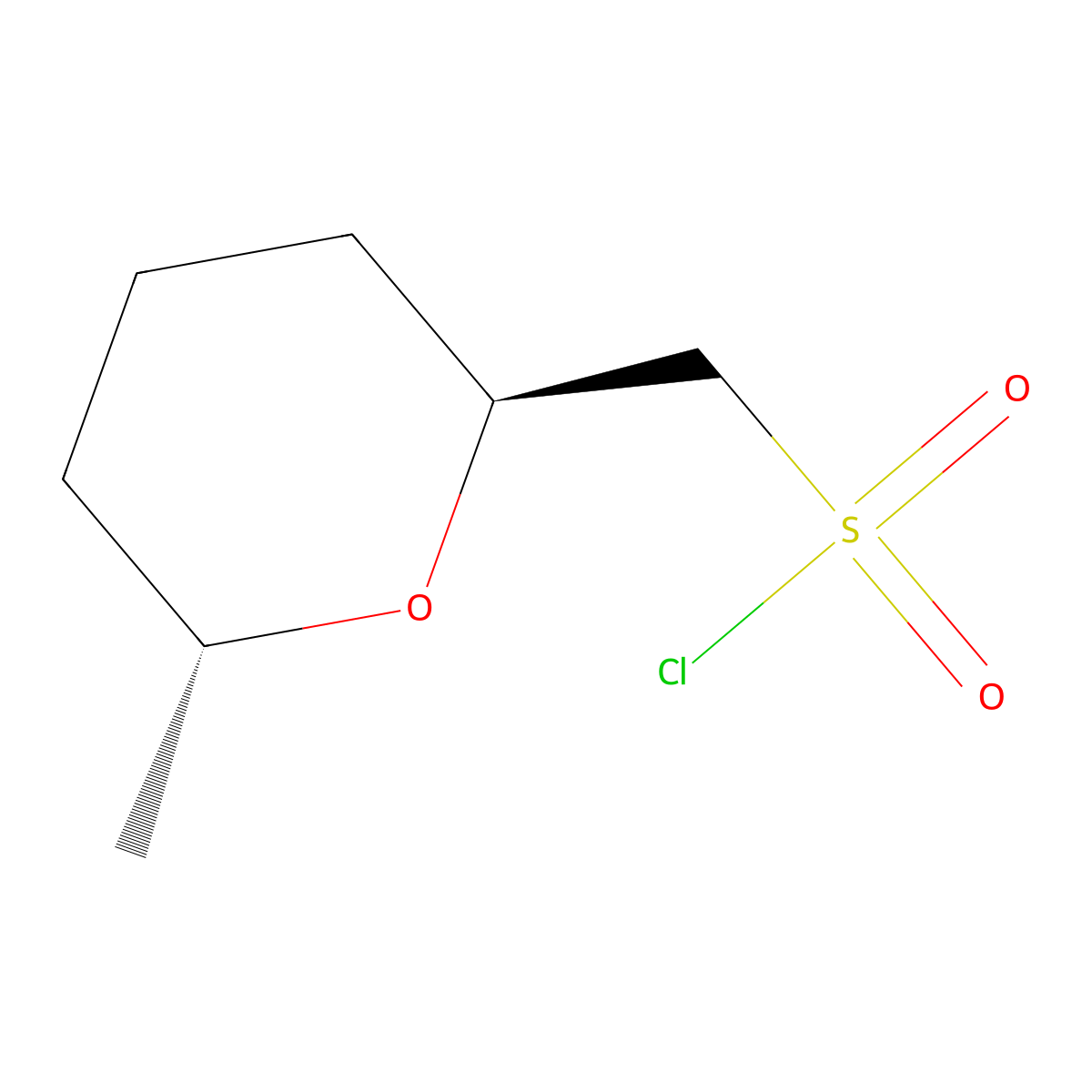 rac-[(2R,6S)-6-methyloxan-2-yl]methanesulfonylchloride molecular structure, CAS 2648901-33-9