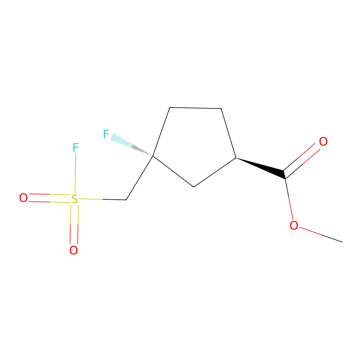 rac-methyl (1R,3R)-3-fluoro-3-[(fluorosulfonyl)methyl]cyclopentane-1-carboxylate molecular structure, CAS 2648901-50-0