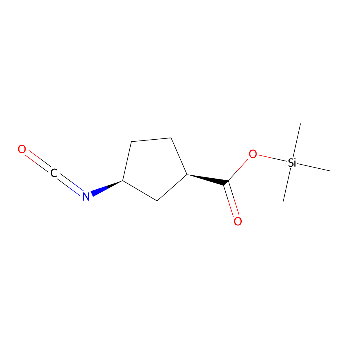 rac-trimethylsilyl (1R,3S)-3-isocyanatocyclopentane-1-carboxylate molecular structure, CAS 2648901-53-3