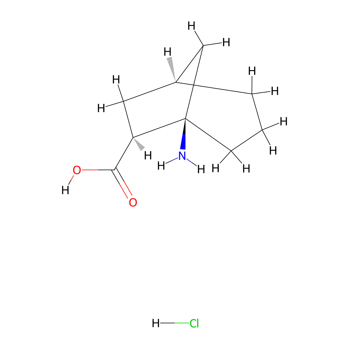 rac-(1R,5S,6R)-5-aminobicyclo(3.2.1)octane-6-carboxylic acid hydrochloride molecular structure, CAS 2648901-76-0