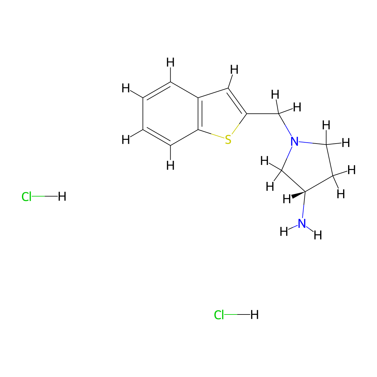 (3S)-1-[(1-benzothiophen-2-yl)methyl]pyrrolidin-3-amine dihydrochloride molecular structure, CAS 2648901-93-1