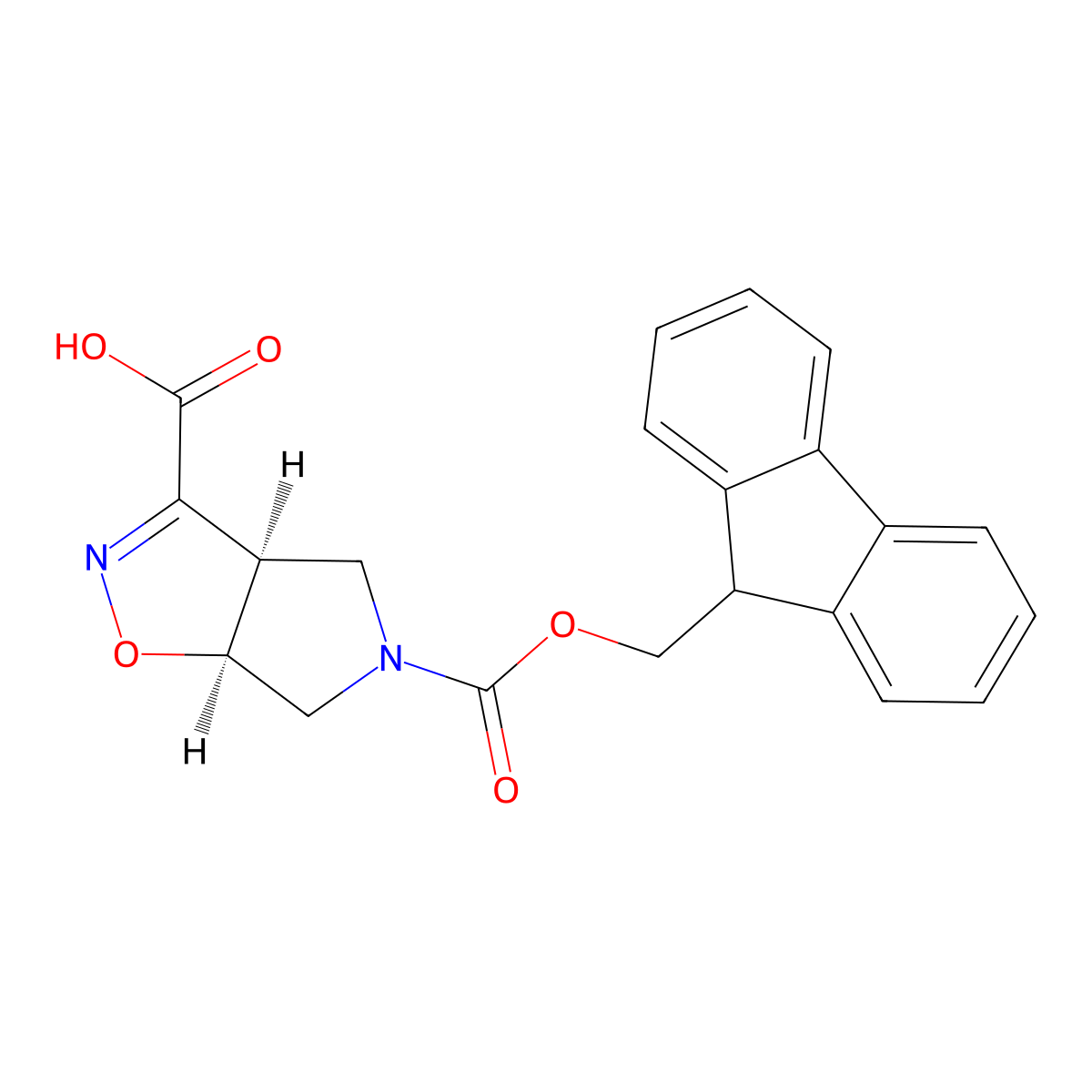 rac-(3aR,6aS)-5-{[(9H-fluoren-9-yl)methoxy]carbonyl}-3aH,4H,5H,6H,6aH-pyrrolo[3,4-d][1,2]oxazole-3-carboxylicacid,cis molecular structure, CAS 2648902-02-5