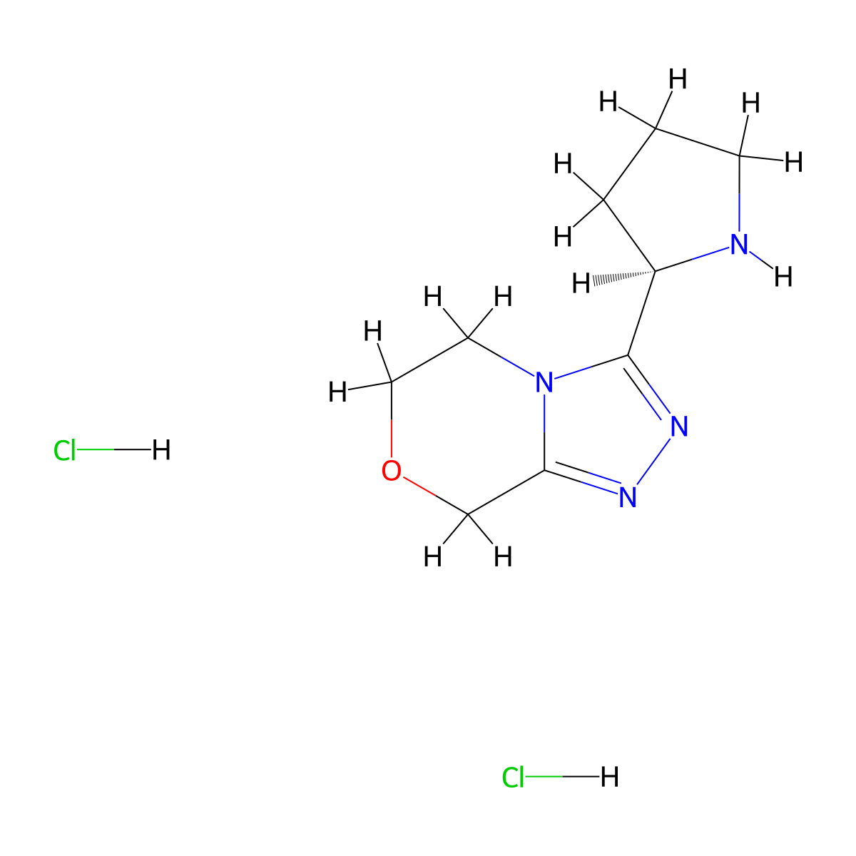 (2R)-2-{5H,6H,8H-[1,2,4]triazolo[3,4-c][1,4]oxazin-3-yl}pyrrolidine dihydrochloride molecular structure, CAS 2648902-13-8