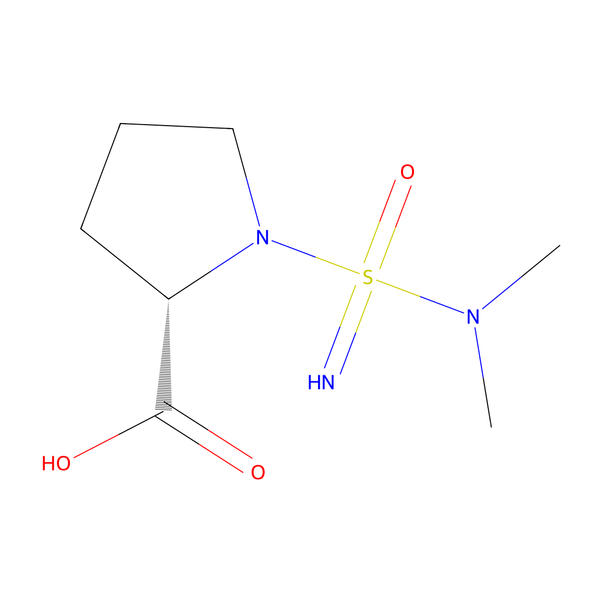 (2S)-1-(dimethyl-S-aminosulfonimidoyl)pyrrolidine-2-carboxylic acid molecular structure, CAS 2648911-10-6