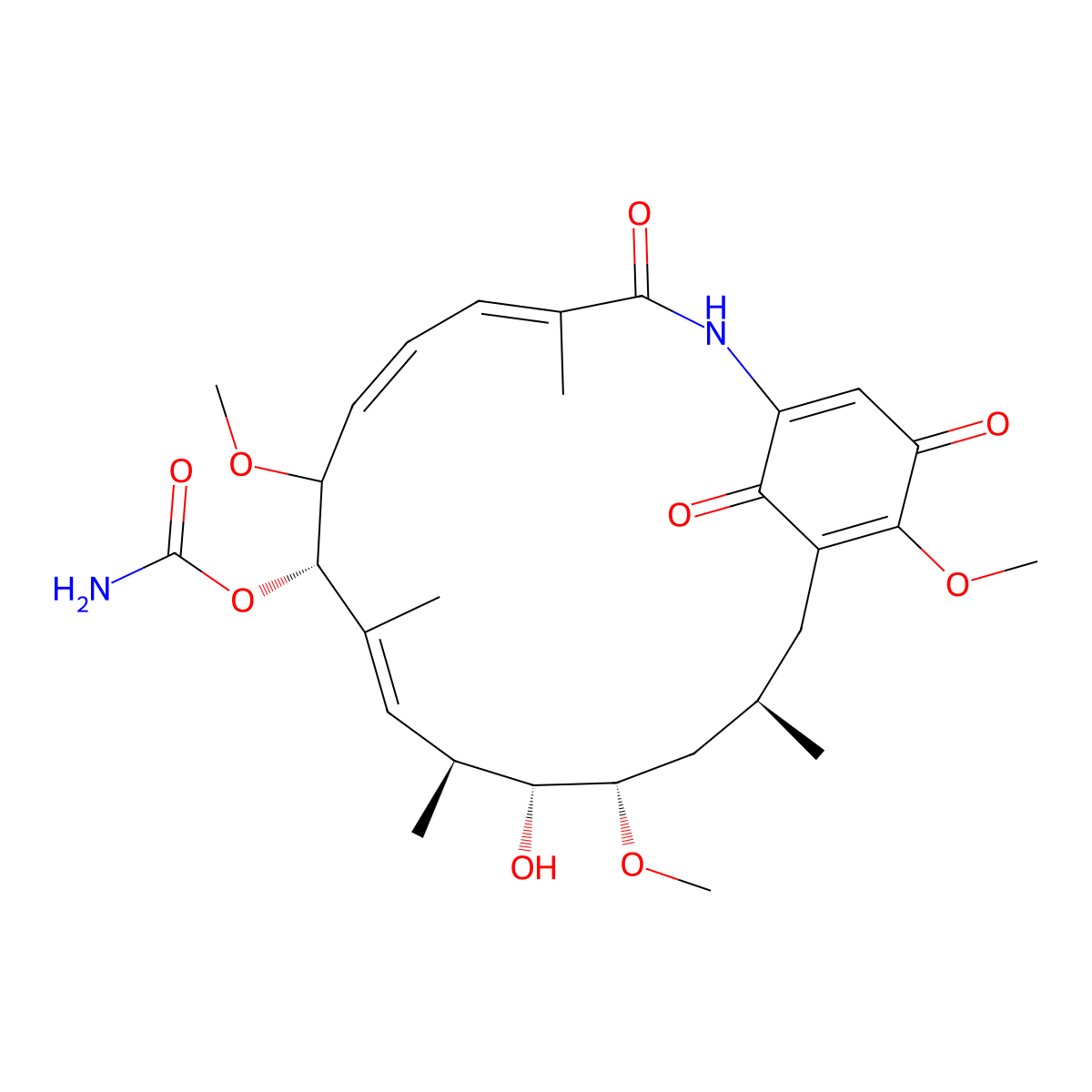 (4E,6Z,8S,9S,10E,12S,13R,14S,16R)-13-hydroxy-8,14,19-trimethoxy-4,10,12,16-tetramethyl-3,20,22-trioxo-2-azabicyclo[16.3.1]docosa-1(21),4,6,10,18-pentaen-9-yl carbamate molecular structure, CAS 2648922-42-1