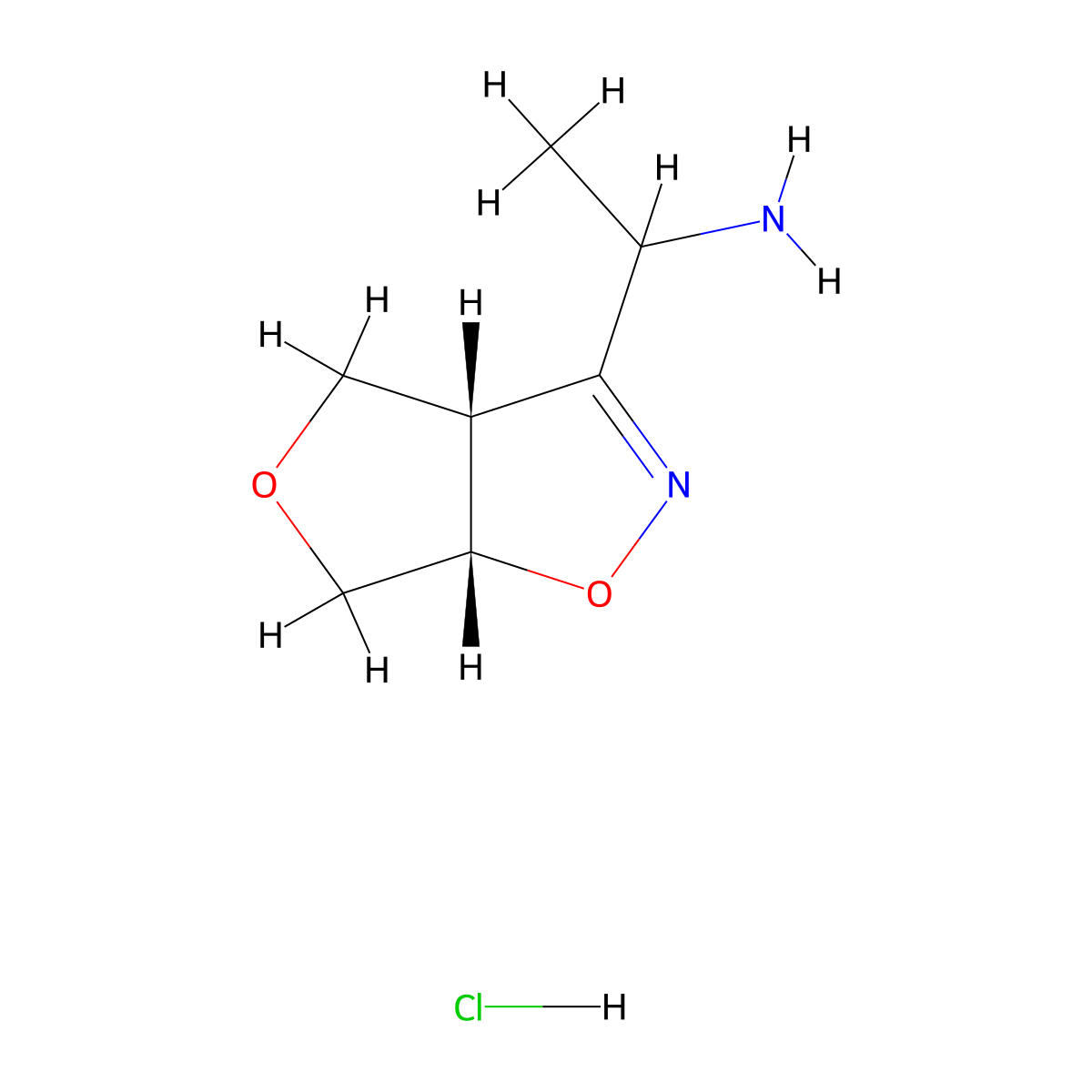 rac-1-((3aR,6aR)-3aH,4H,6H,6aH-furo(3,4-d)(1,2)oxazol-3-yl)ethan-1-amine hydrochloride molecular structure, CAS 2648933-74-6