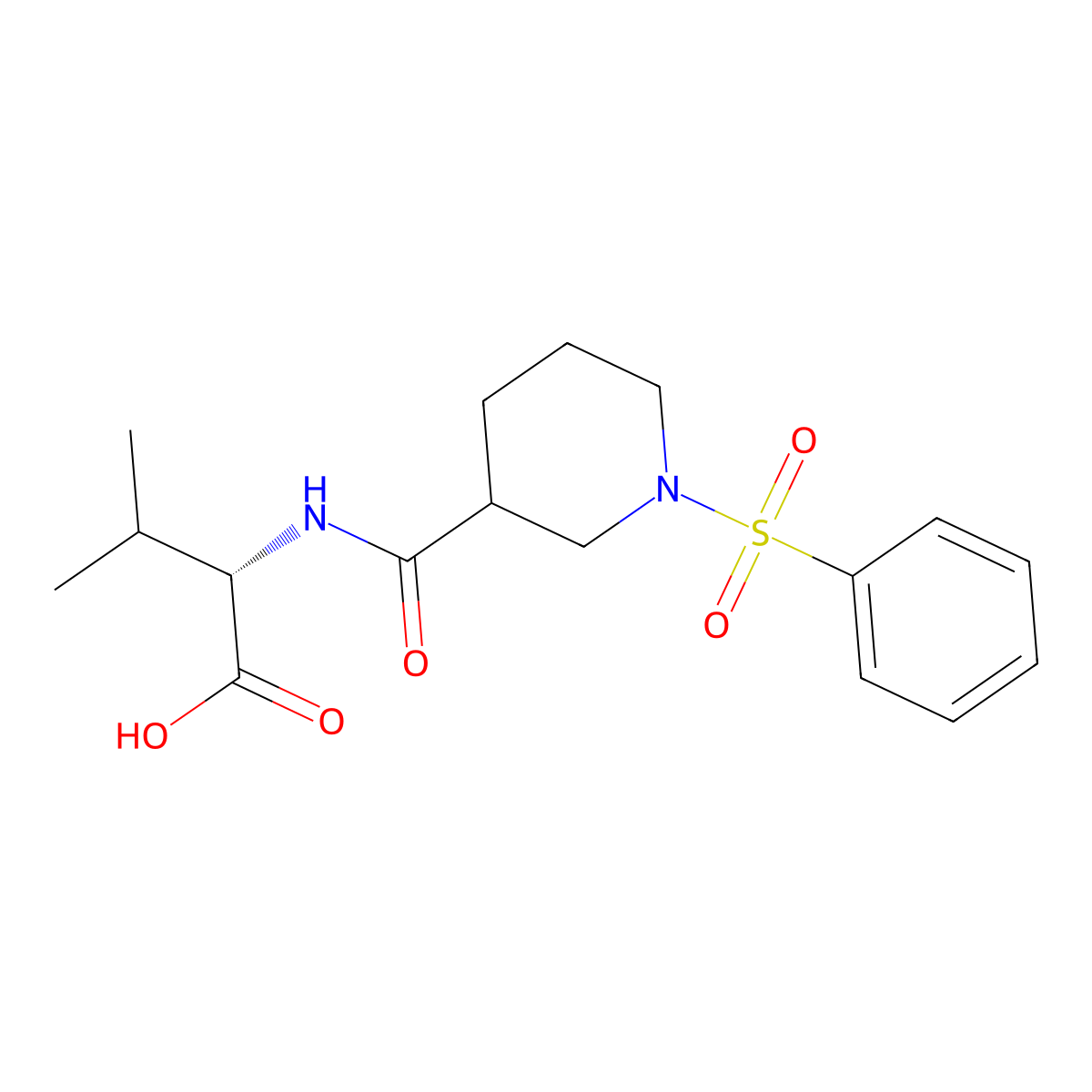 (2S)-2-{[1-(benzenesulfonyl)piperidin-3-yl]formamido}-3-methylbutanoic acid molecular structure, CAS 2648935-21-9