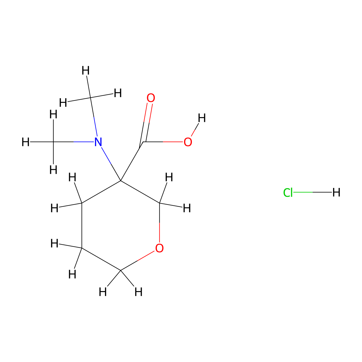3-(Dimethylamino)oxane-3-carboxylicacidhydrochloride molecular structure, CAS 2648938-56-9