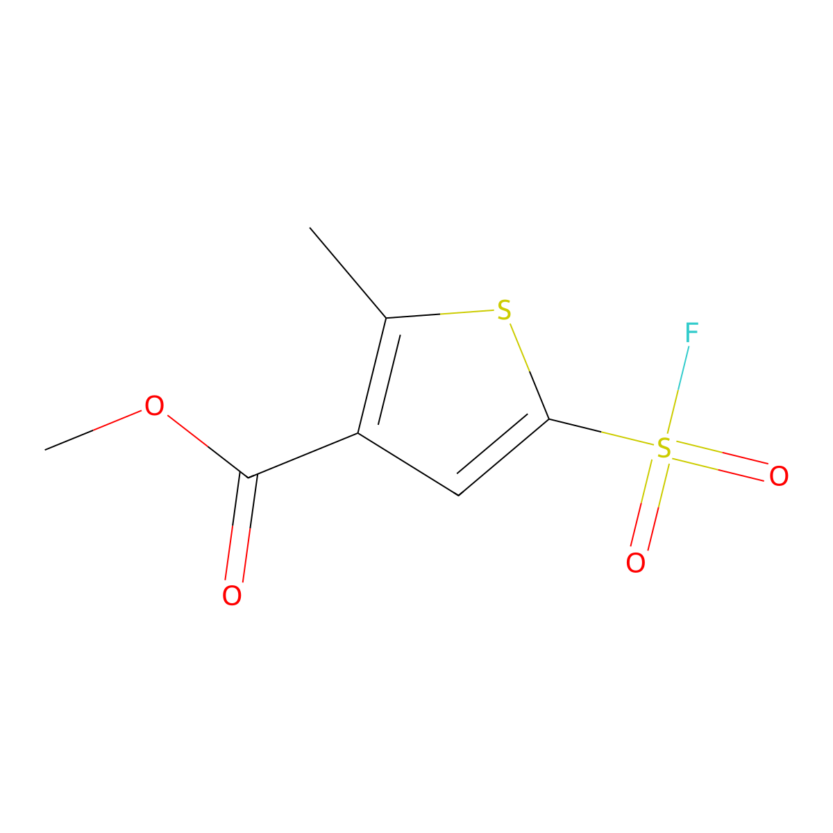 Methyl 5-(fluorosulfonyl)-2-methylthiophene-3-carboxylate molecular structure, CAS 2648938-57-0