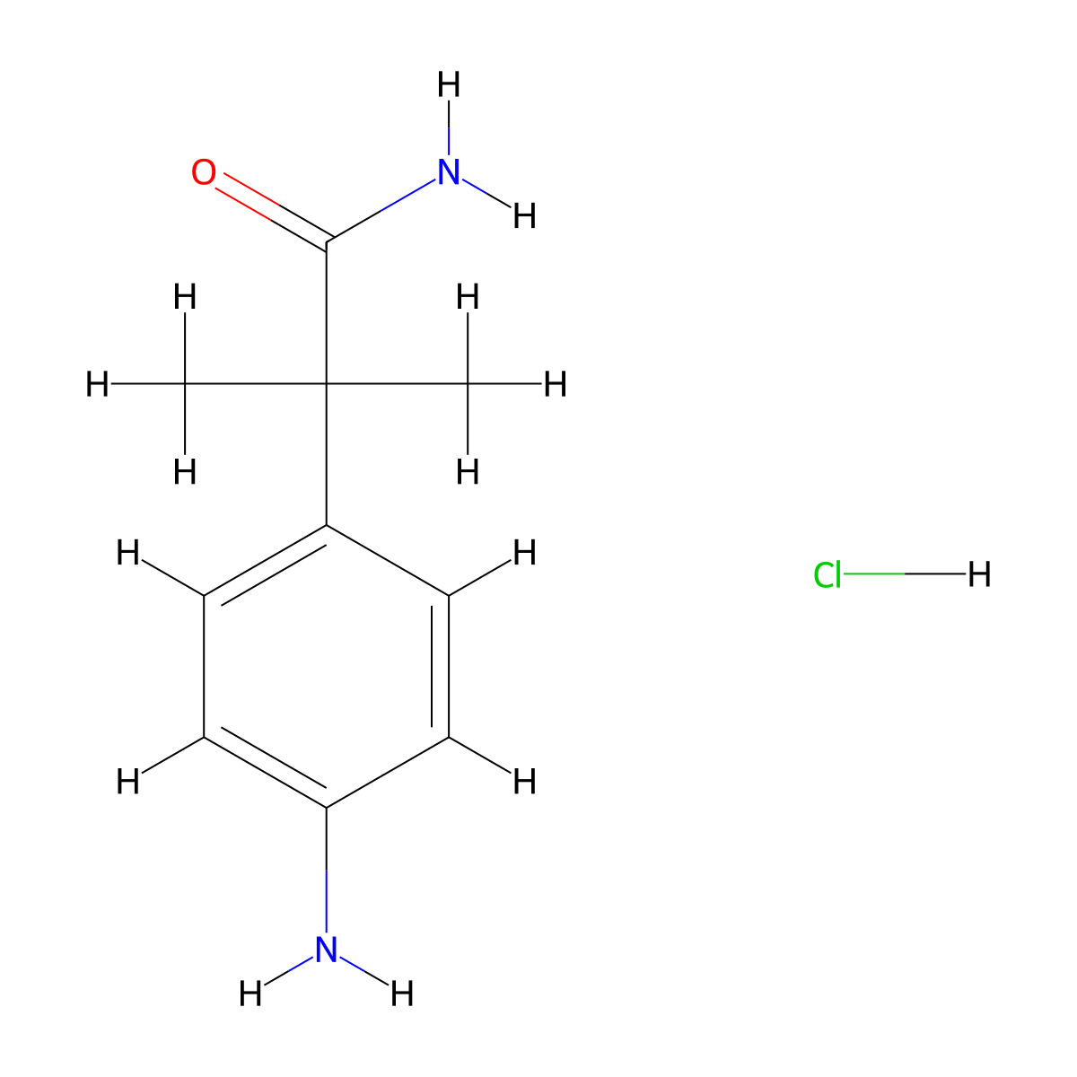 2-(4-Aminophenyl)-2-methylpropanamide hydrochloride molecular structure, CAS 2648938-61-6