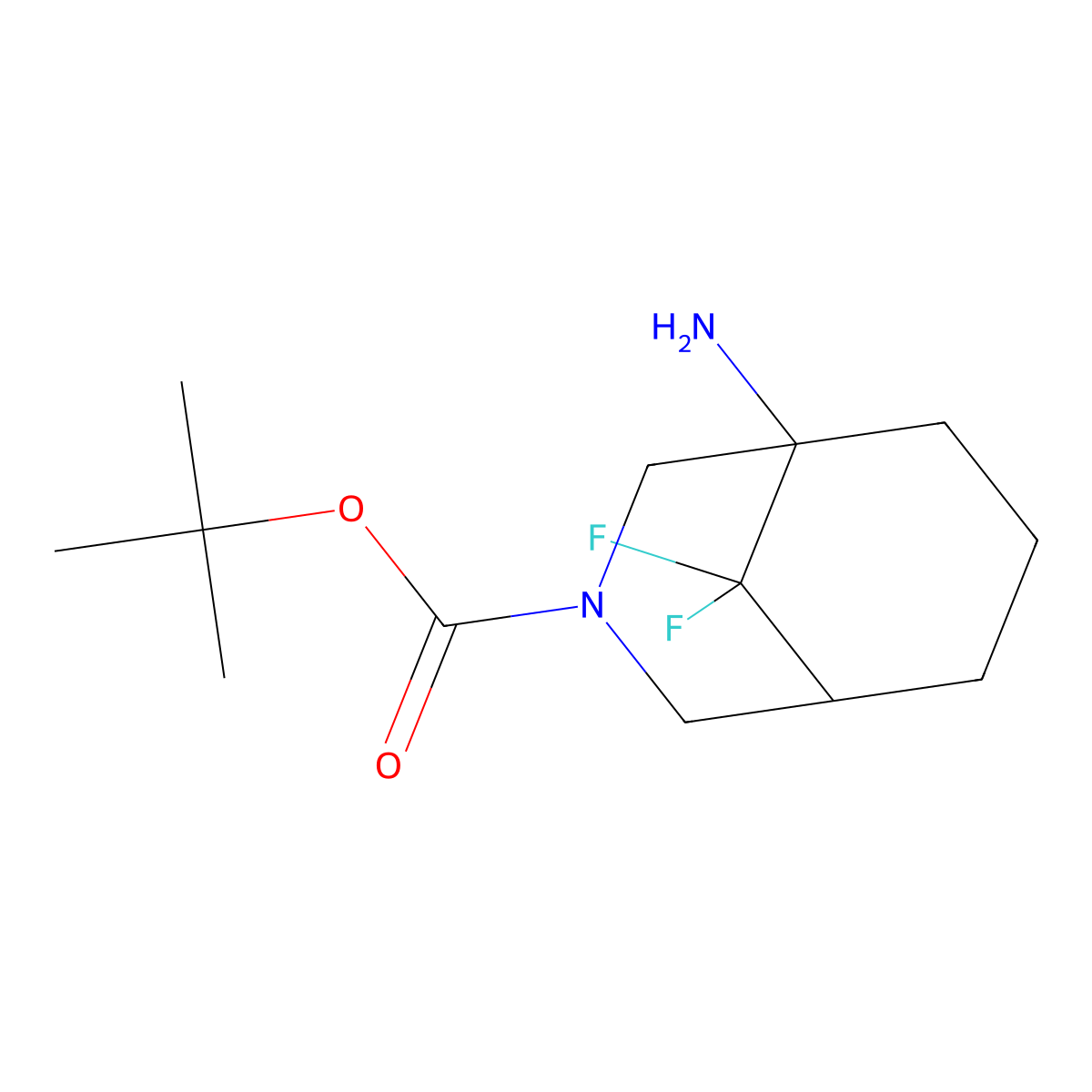 Tert-butyl 1-amino-9,9-difluoro-3-azabicyclo[3.3.1]nonane-3-carboxylate molecular structure, CAS 2648938-62-7