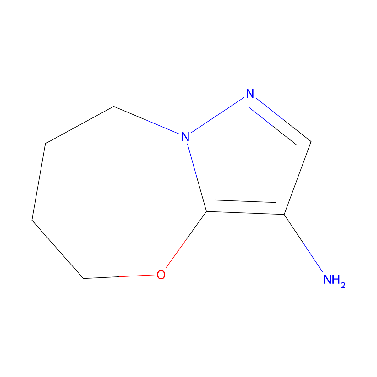 5H,6H,7H,8H-pyrazolo[3,2-b][1,3]oxazepin-3-amine molecular structure, CAS 2648938-63-8