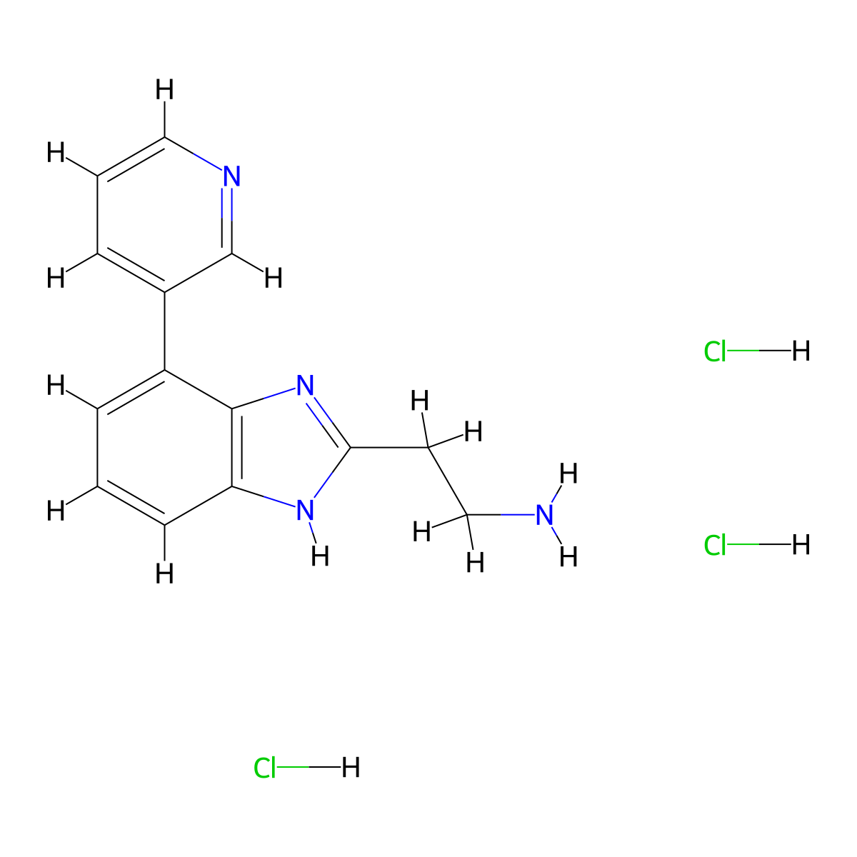 2-(4-(pyridin-3-yl)-1H-1,3-benzodiazol-2-yl)ethan-1-amine trihydrochloride molecular structure, CAS 2648938-69-4
