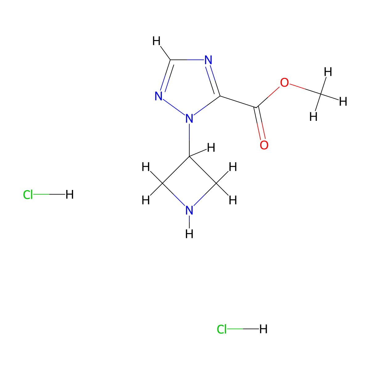 methyl 1-(azetidin-3-yl)-1H-1,2,4-triazole-5-carboxylate dihydrochloride molecular structure, CAS 2648938-75-2