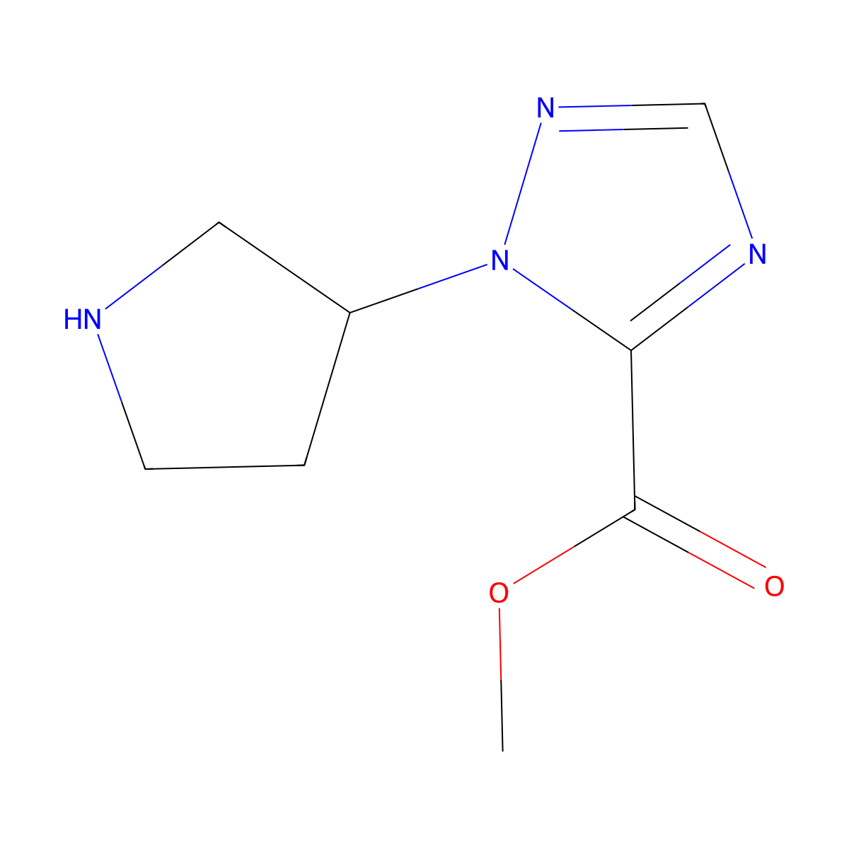 methyl 1-(pyrrolidin-3-yl)-1H-1,2,4-triazole-5-carboxylate molecular structure, CAS 2648938-80-9