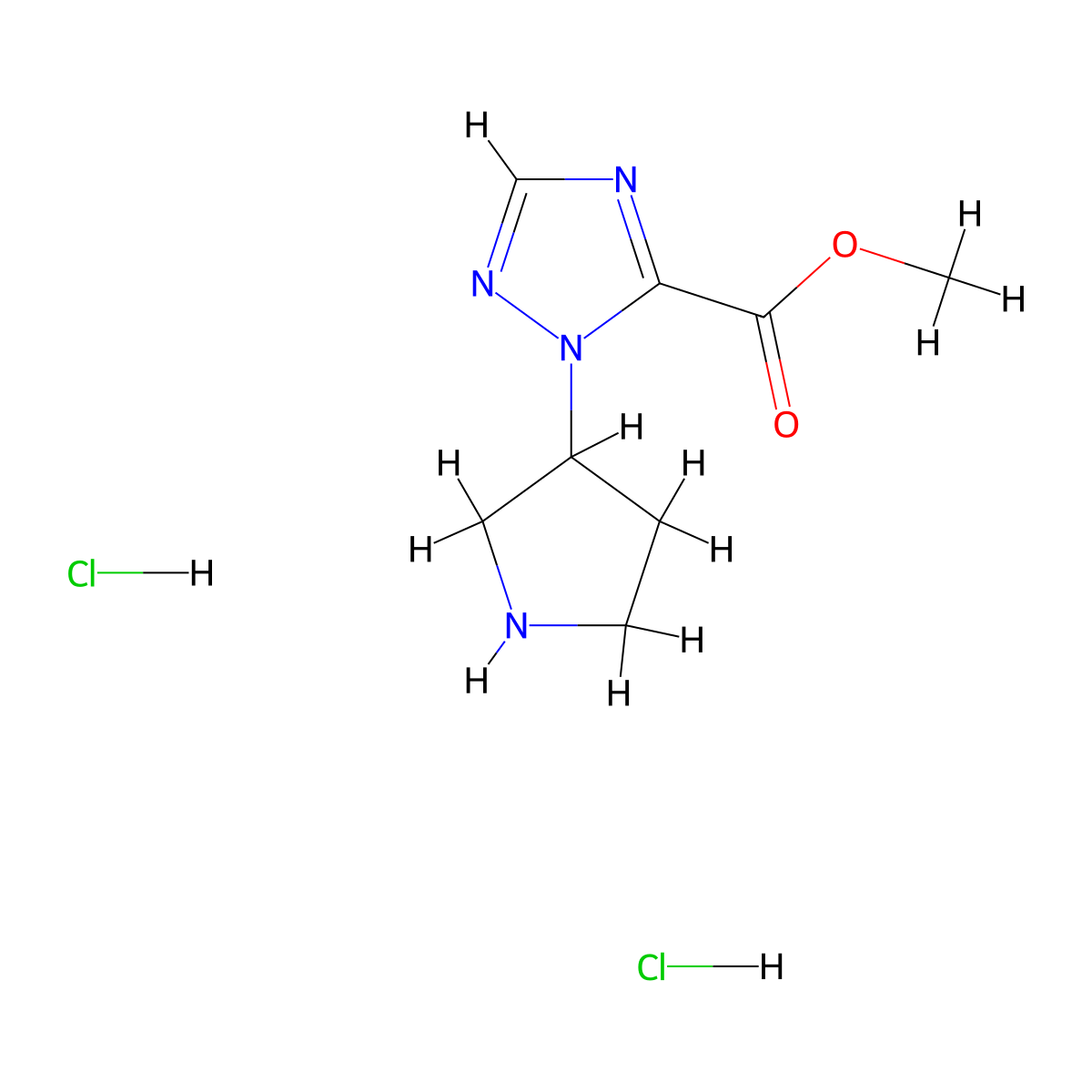methyl 1-(pyrrolidin-3-yl)-1H-1,2,4-triazole-5-carboxylate dihydrochloride molecular structure, CAS 2648938-81-0