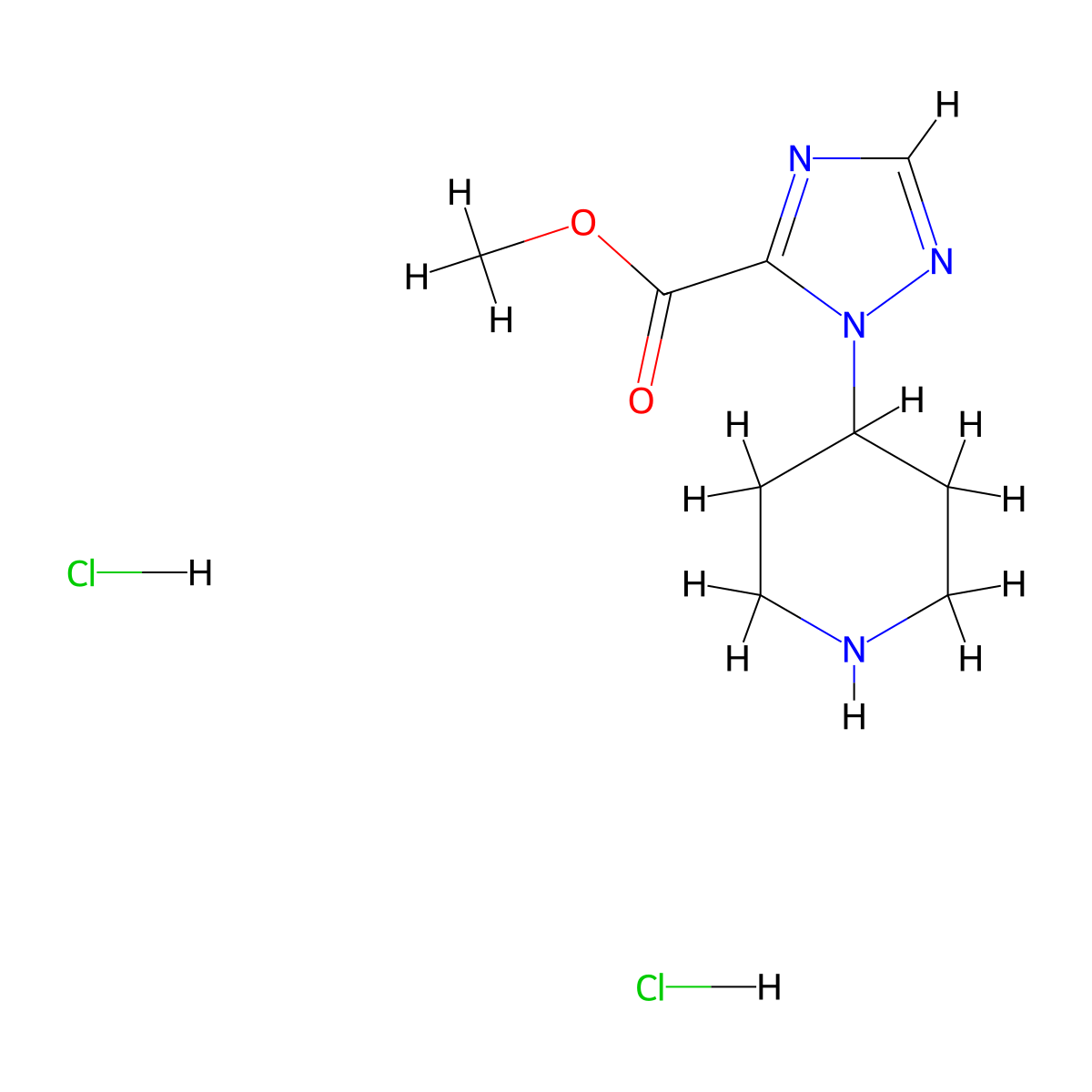 methyl 1-(piperidin-4-yl)-1H-1,2,4-triazole-5-carboxylate dihydrochloride molecular structure, CAS 2648938-85-4