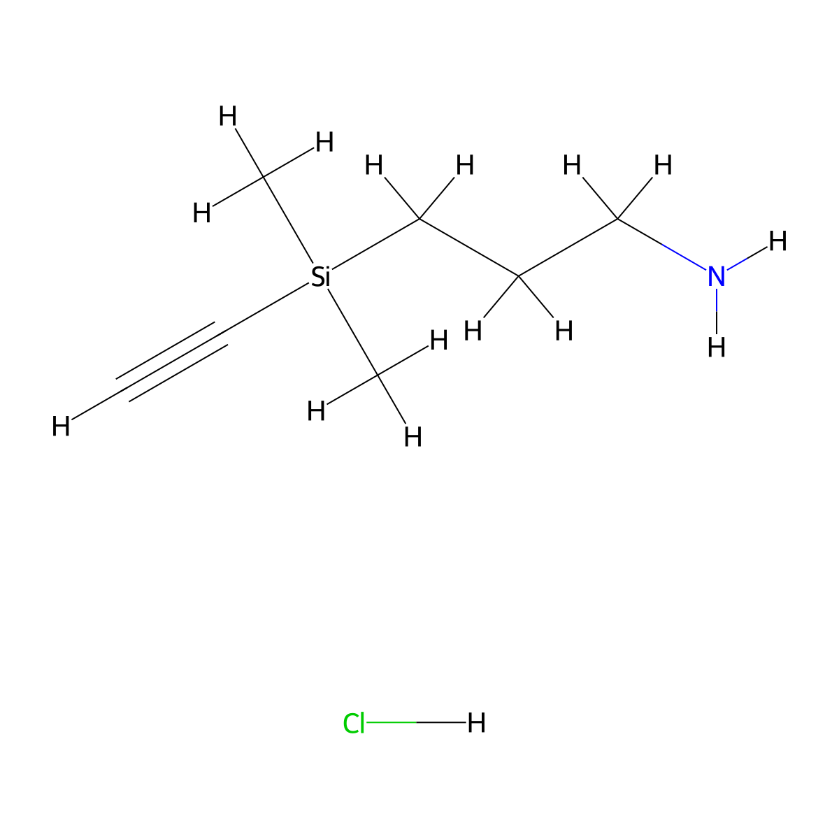 (3-Aminopropyl)(ethynyl)dimethylsilanehydrochloride molecular structure, CAS 2648938-87-6