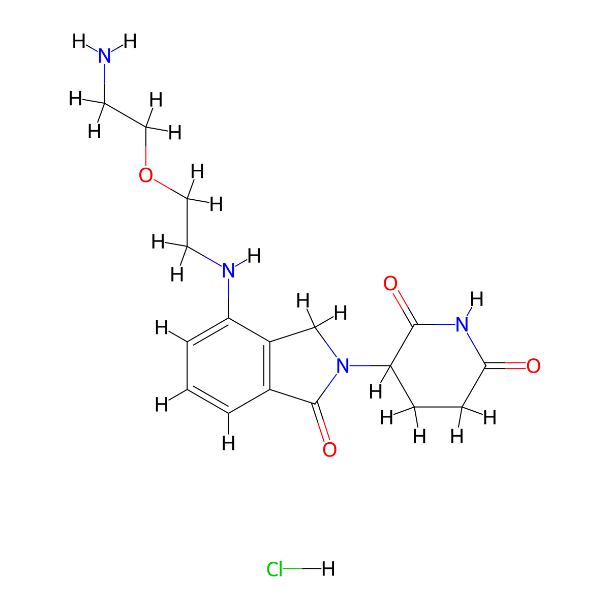 3-(4-((2-(2-aminoethoxy)ethyl)amino)-1-oxo-2,3-dihydro-1H-isoindol-2-yl)piperidine-2,6-dione hydrochloride molecular structure, CAS 2648938-92-3