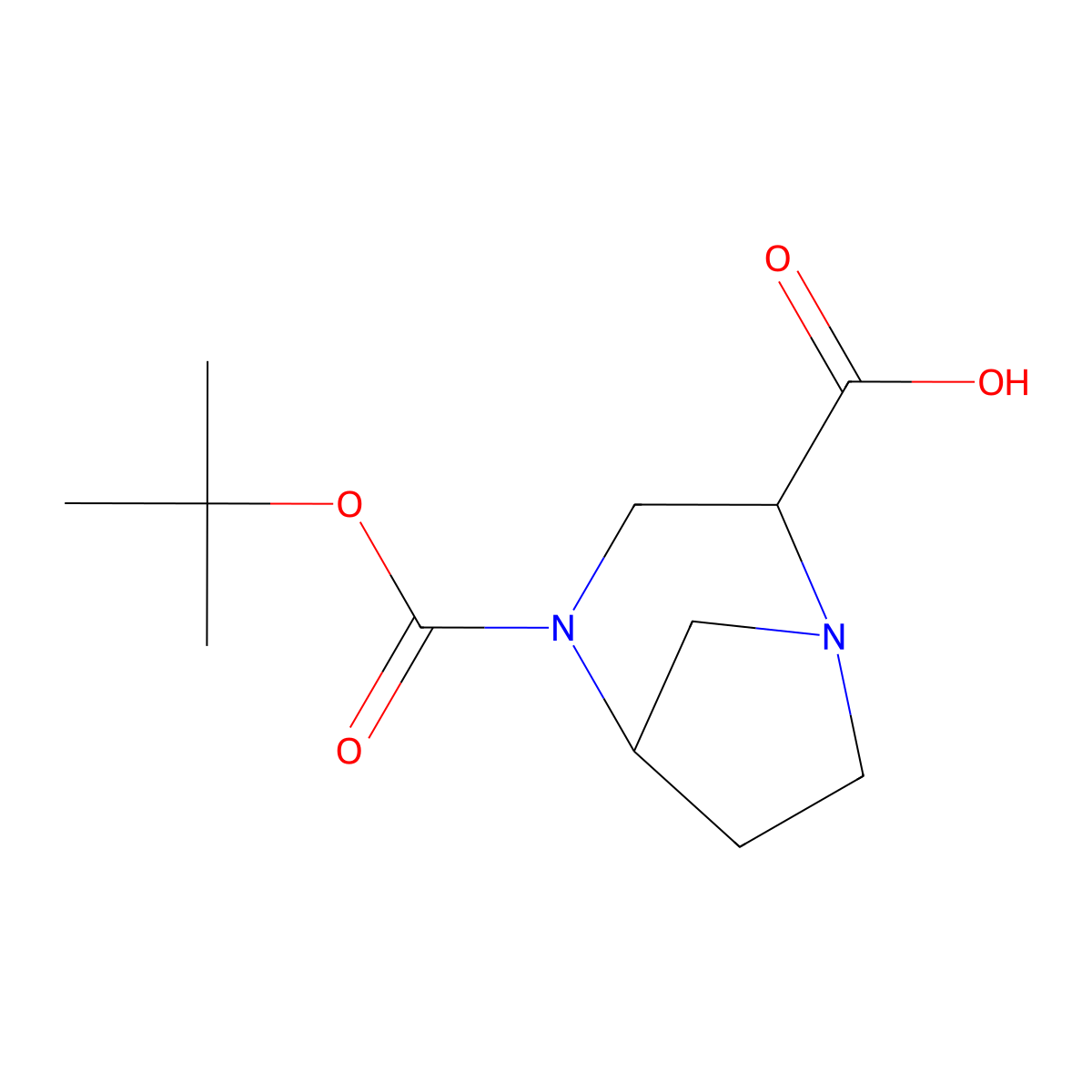 4-[(Tert-butoxy)carbonyl]-1,4-diazabicyclo[3.2.1]octane-2-carboxylic acid molecular structure, CAS 2648939-00-6