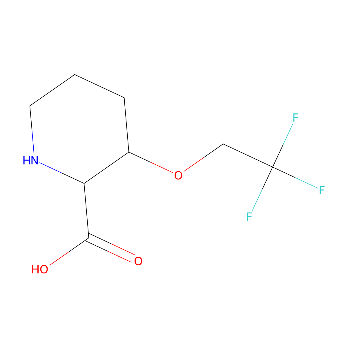 3-(2,2,2-trifluoroethoxy)piperidine-2-carboxylic acid, Mixture of diastereomers molecular structure, CAS 2648939-11-9