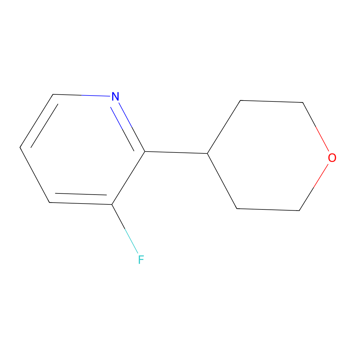 3-Fluoro-2-(oxan-4-yl)pyridine molecular structure, CAS 2648939-12-0