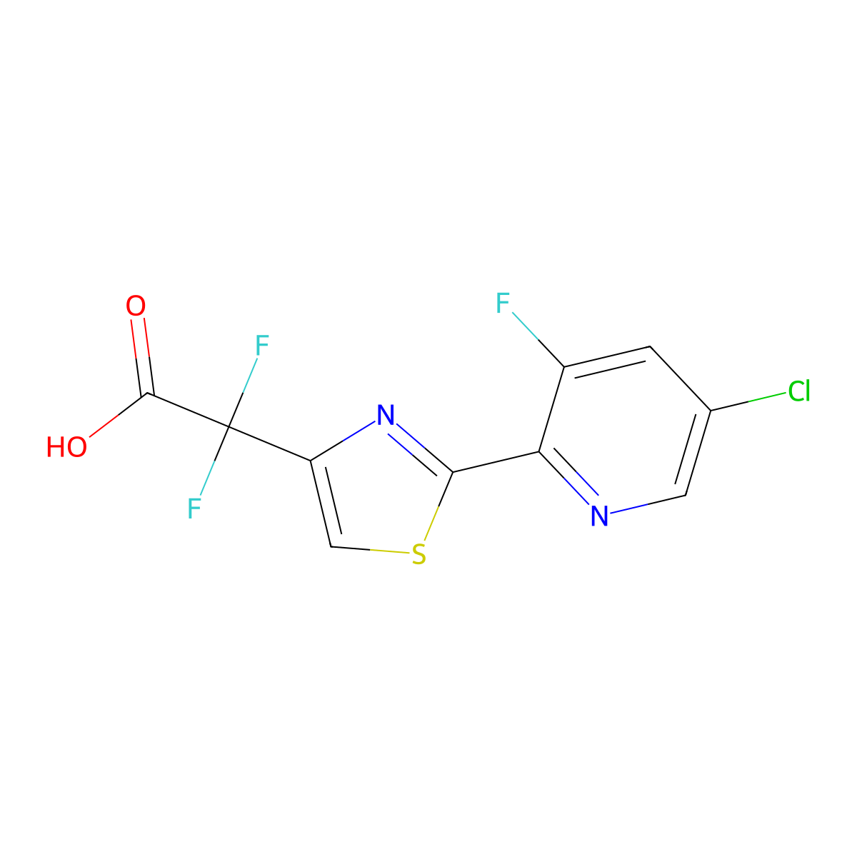 2-[2-(5-Chloro-3-fluoropyridin-2-yl)-1,3-thiazol-4-yl]-2,2-difluoroaceticacid molecular structure, CAS 2648939-49-3